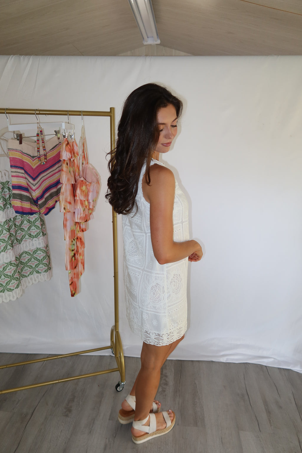 Sandi Embroidered Mini Dress- White