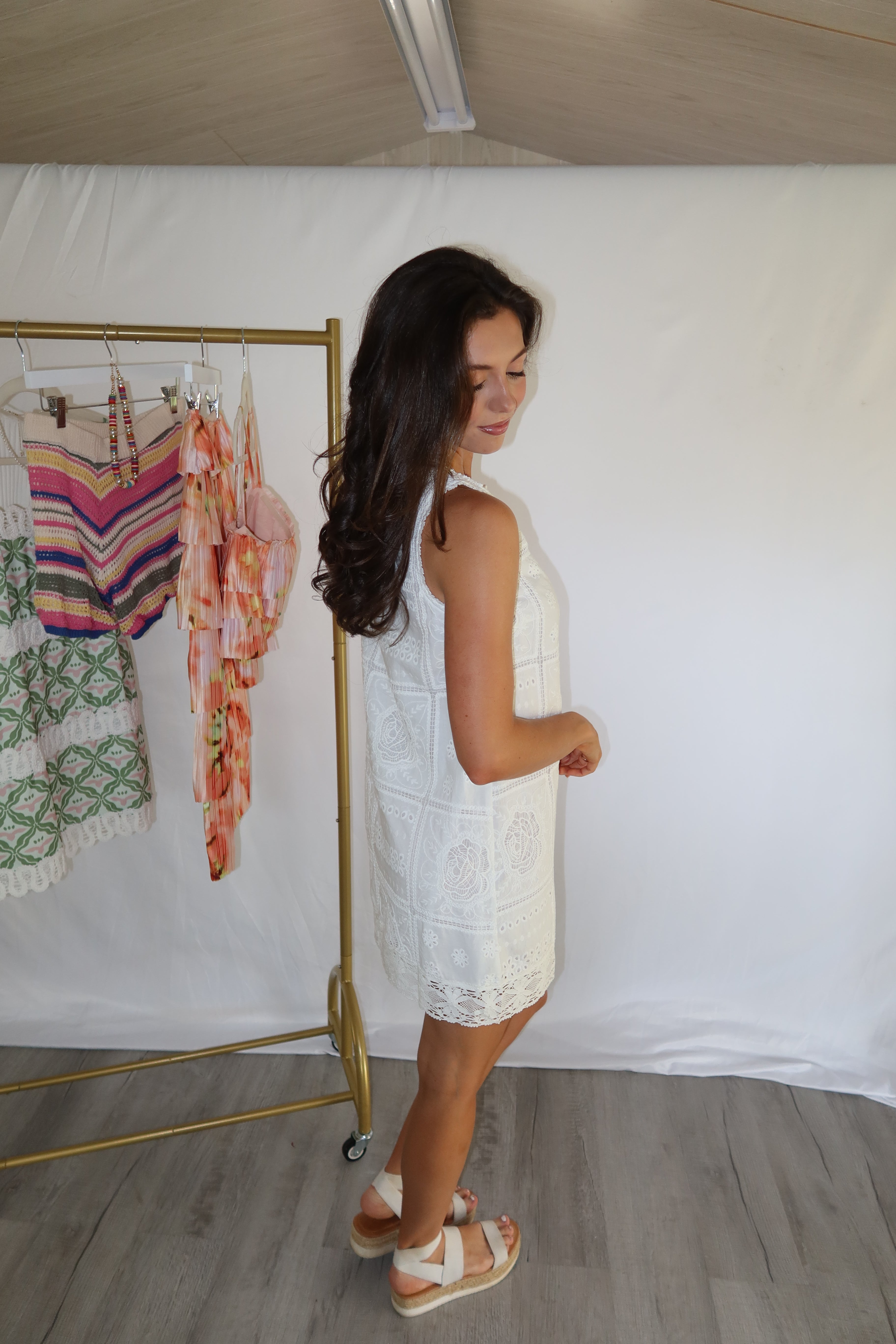 Sandi Embroidered Mini Dress- White