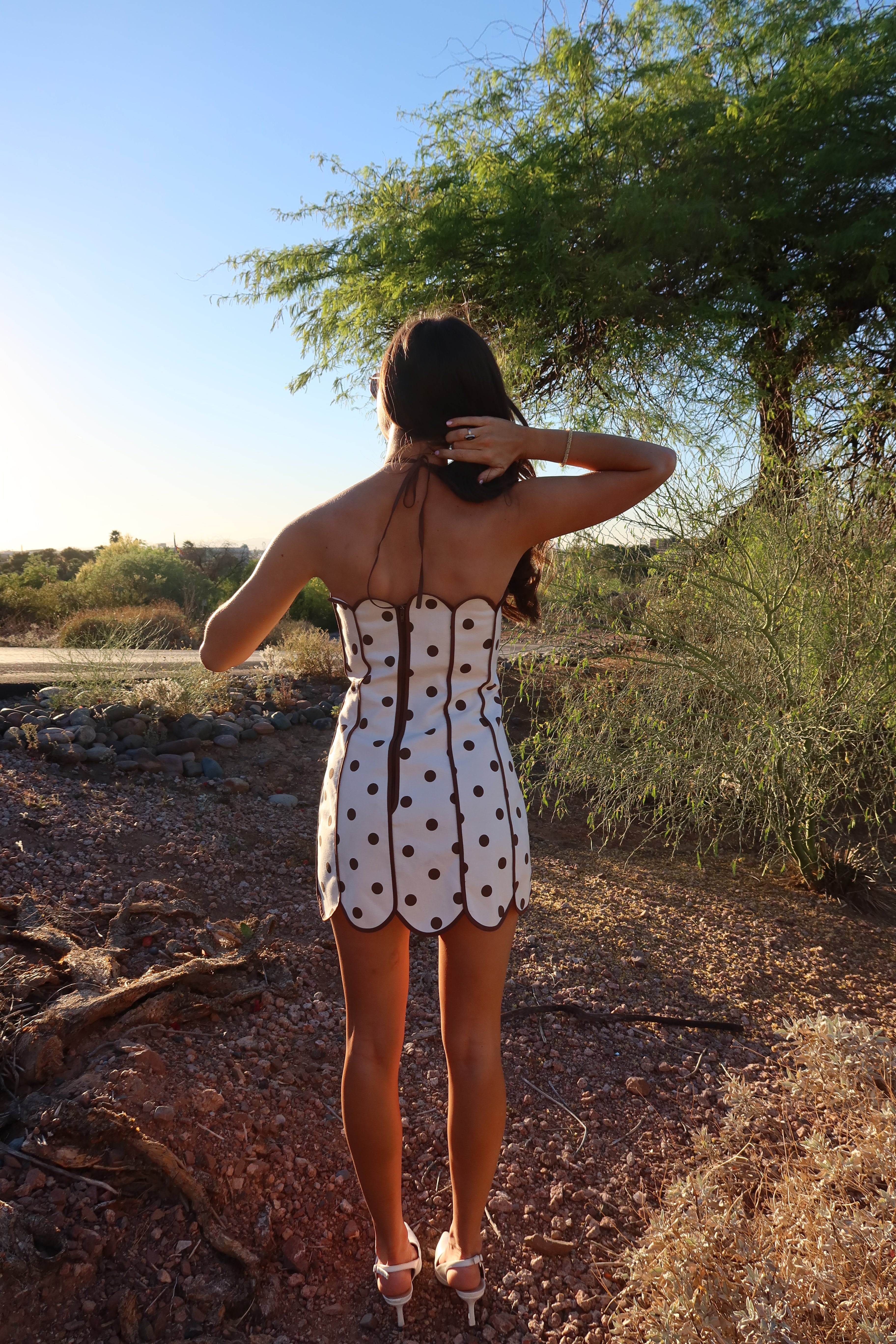Scottsdale Dot Mini Dress- Cream/Brown