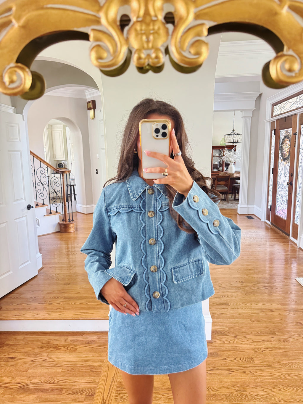Dakota Scallop Denim Jacket- Denim