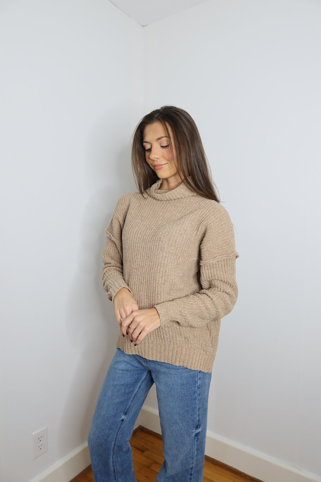 Sandy High Neck Sweater - Sand
