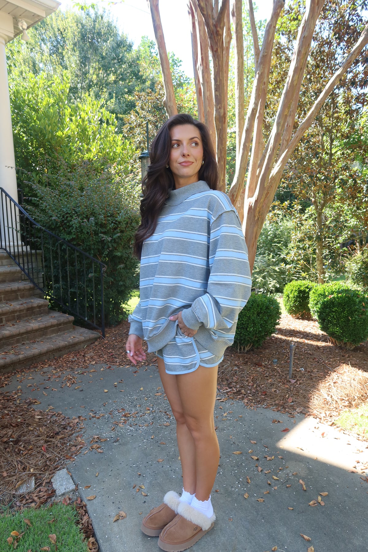 Cloud Blue Stripe Set- Grey/Blue