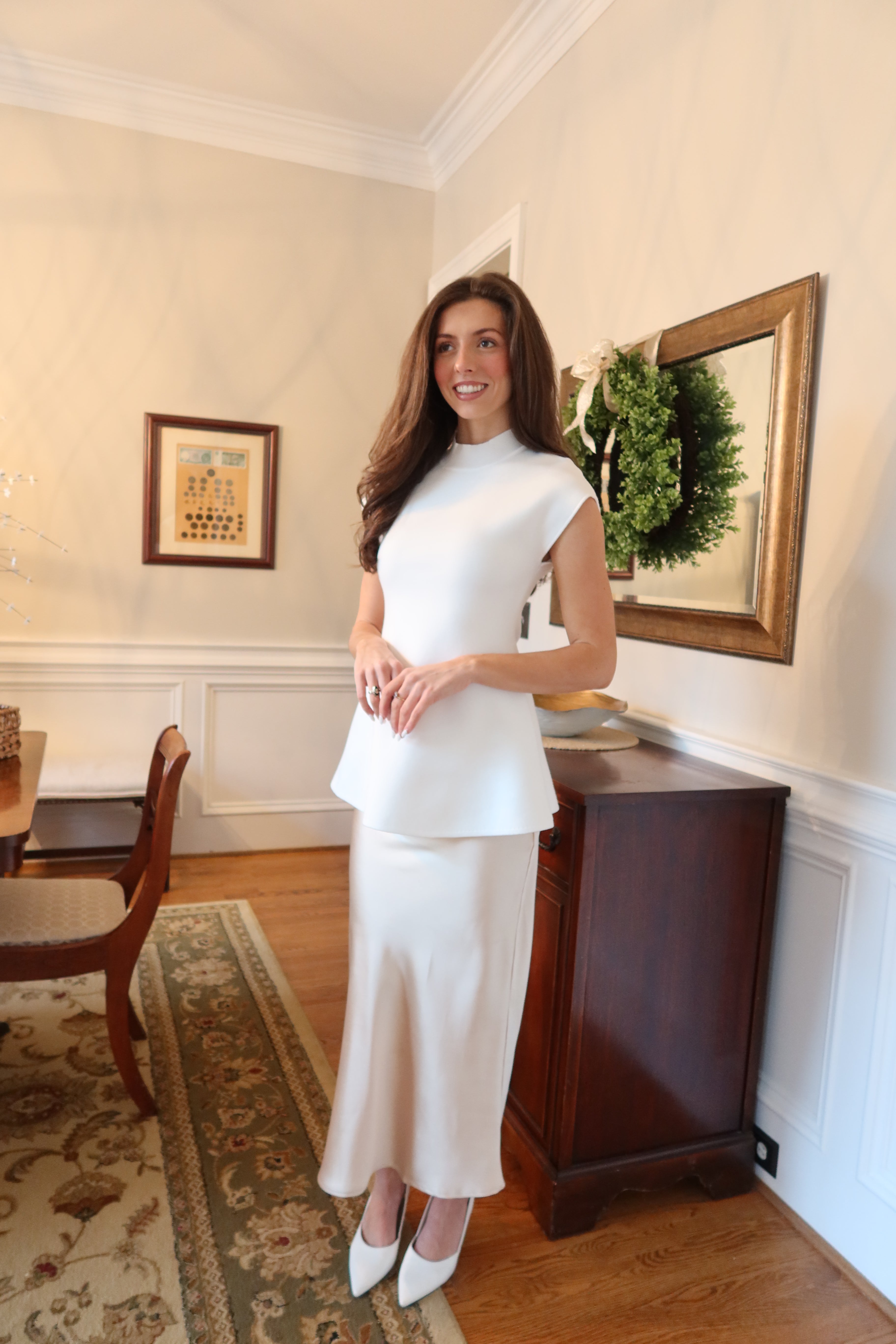 Pearl Peplum Sweater- Ivory