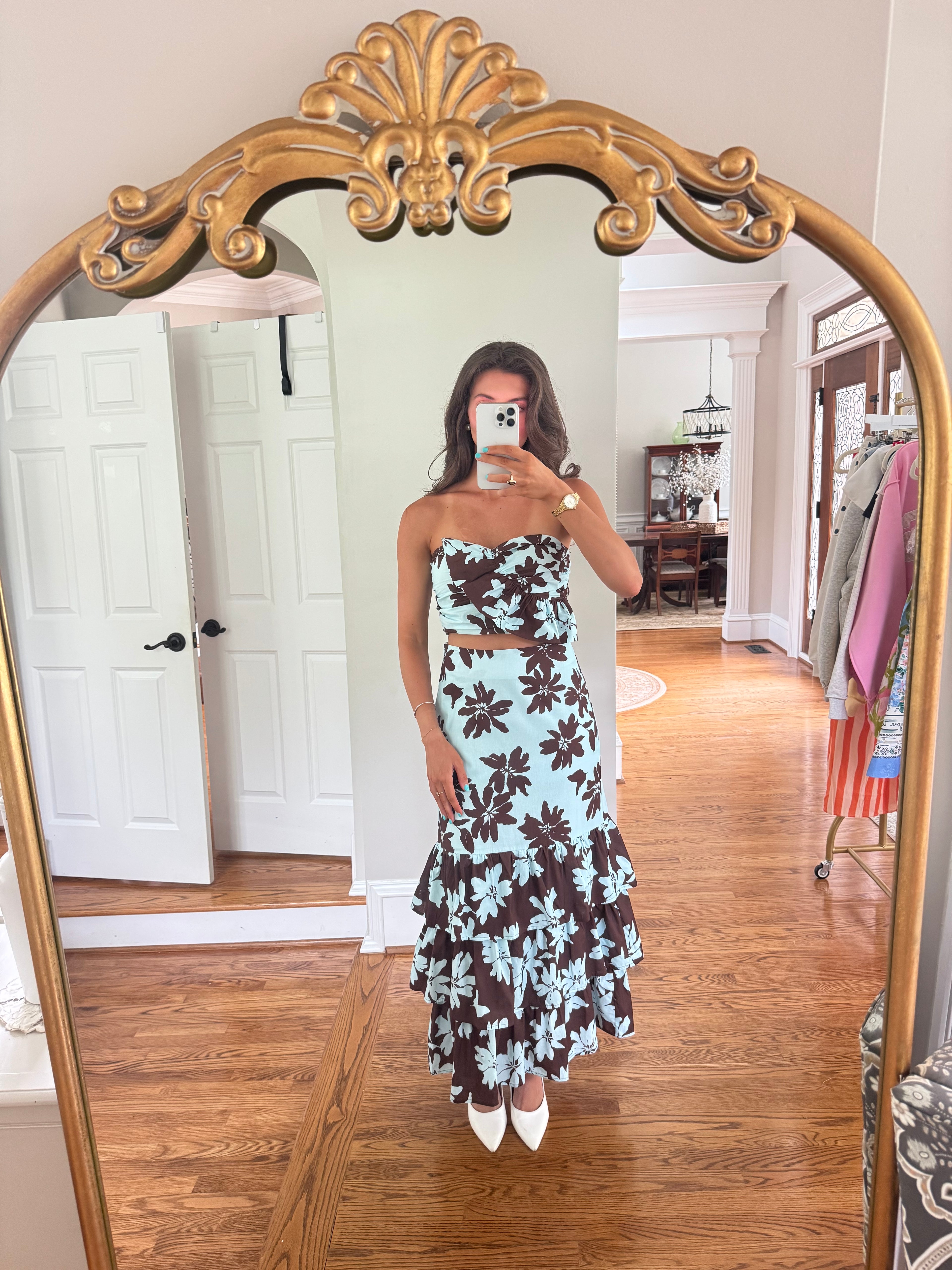 Aruba Top- Blue/Brown