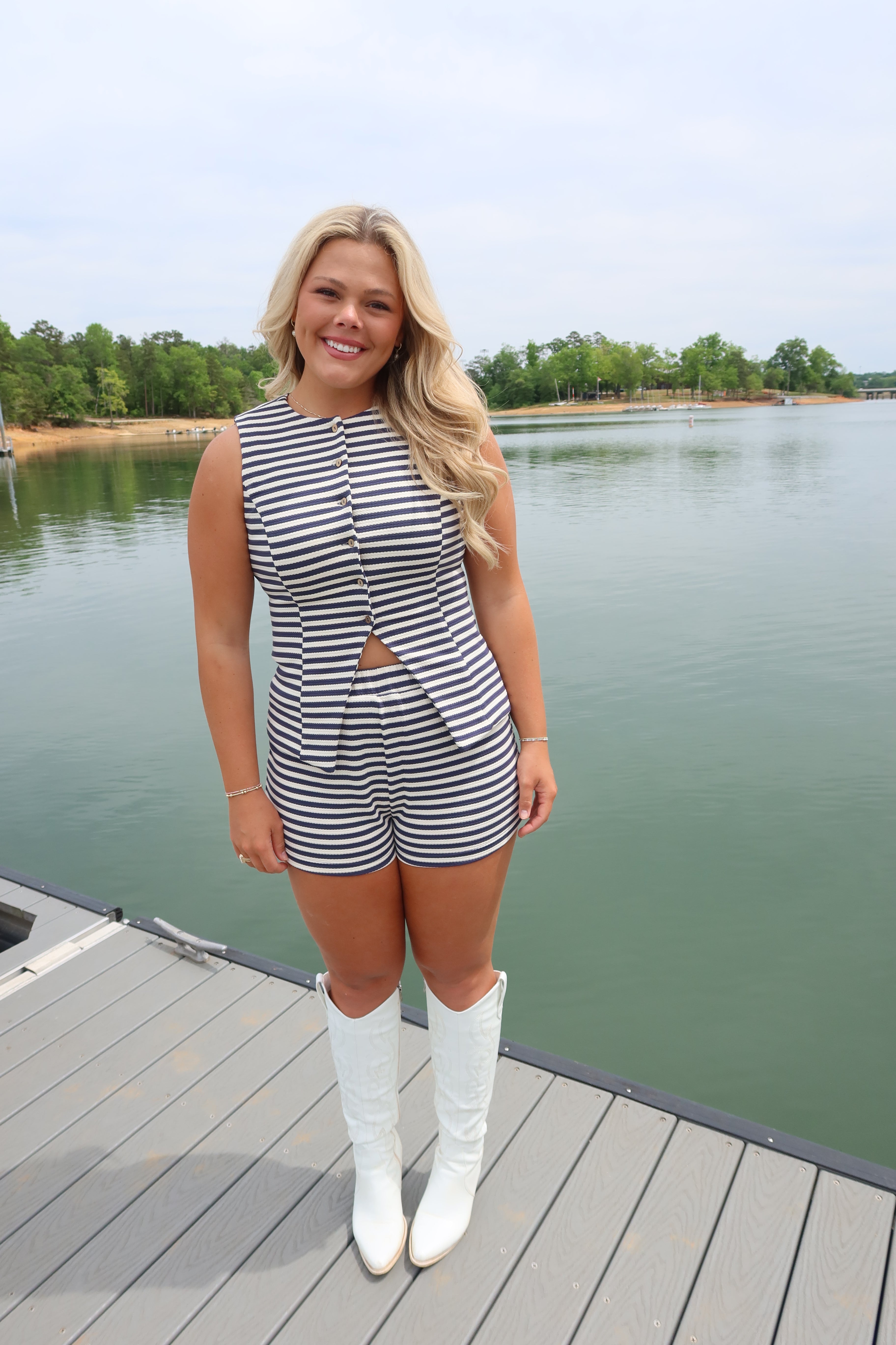 Boardwalk Set Shorts- Navy Stripe