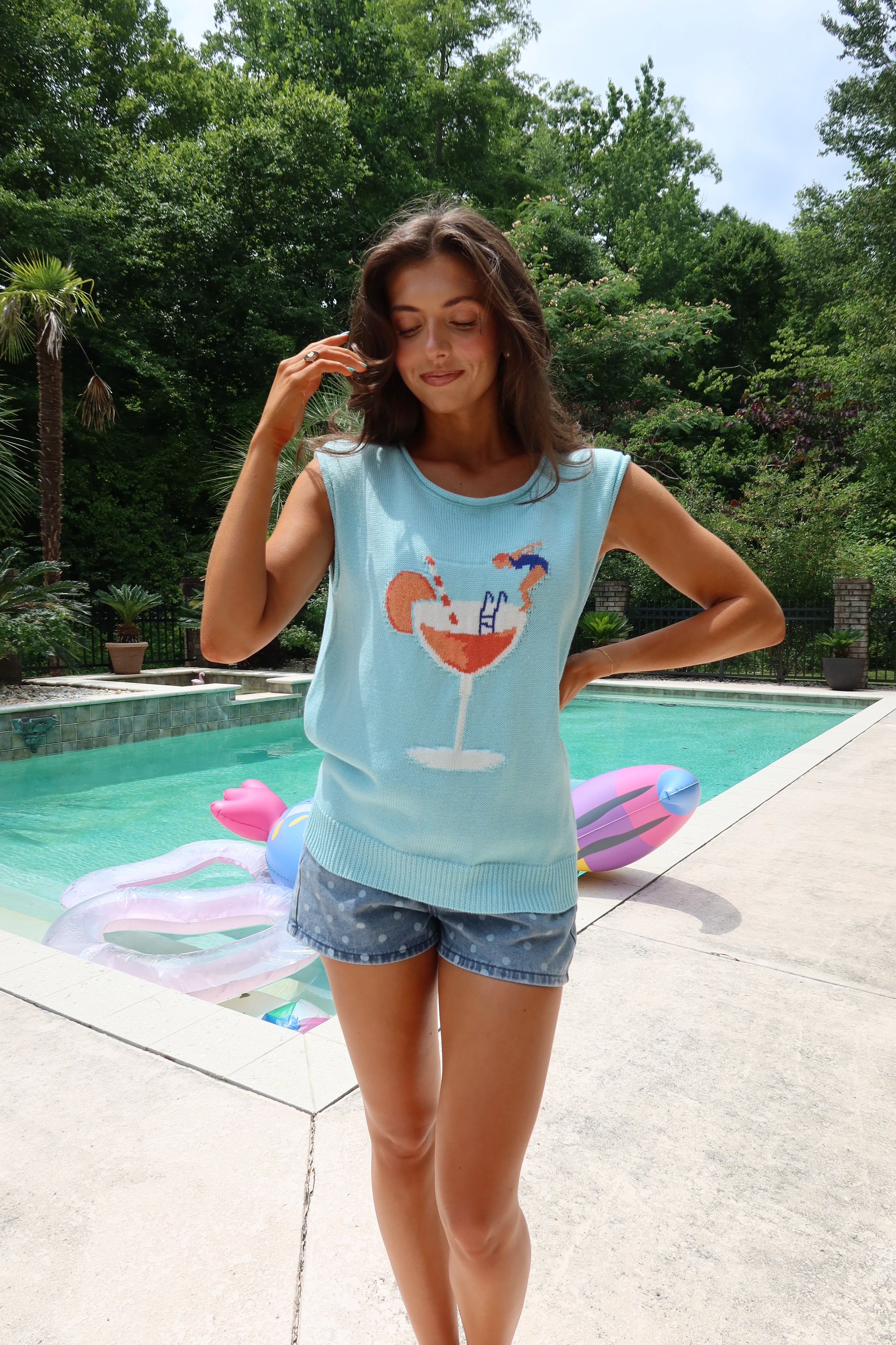Aperol Deep Dive Top- Light Blue