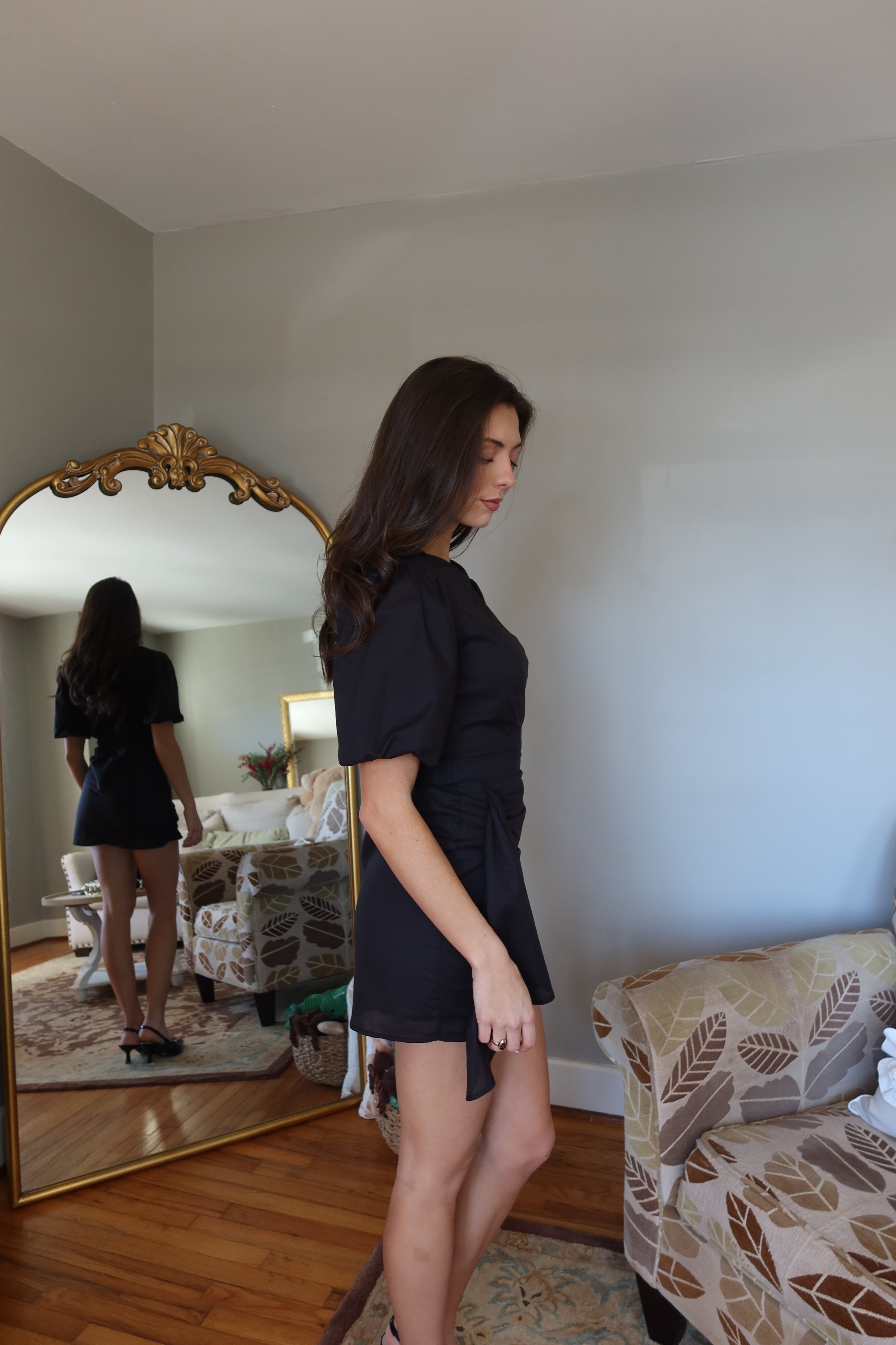 Blair Ruched Mini Dress- Black