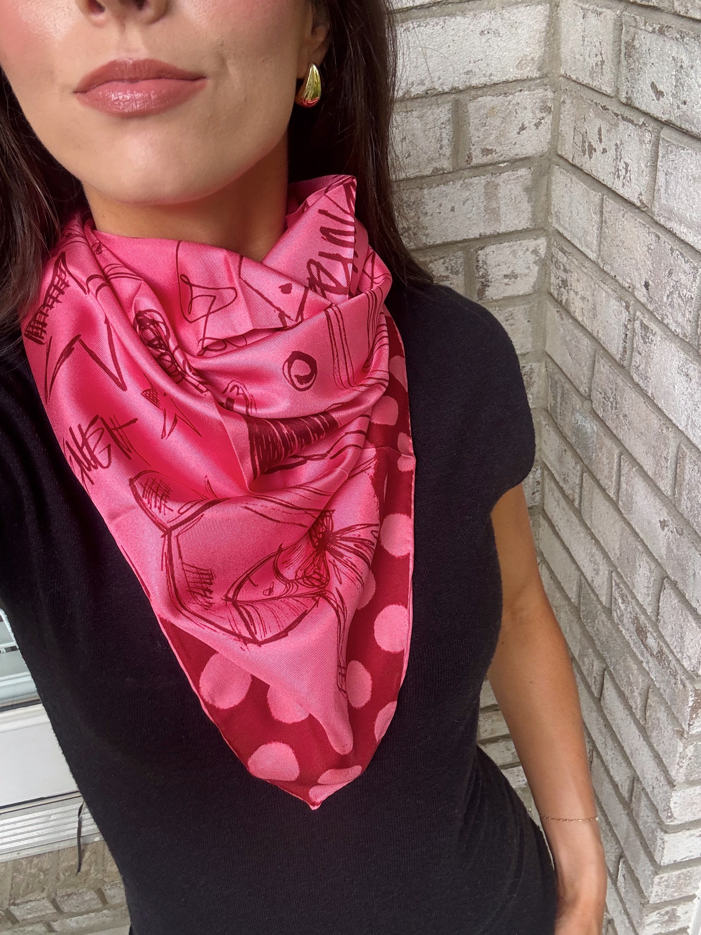 Fashion Sketch Silk Scarf- 35x35