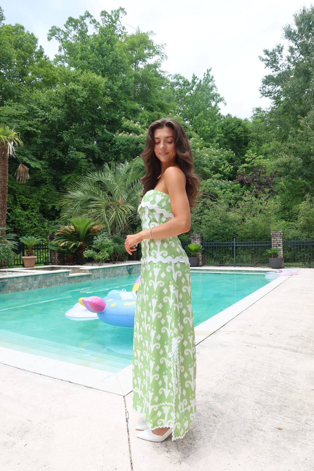 Palm Royale Maxi Dress- Green/White