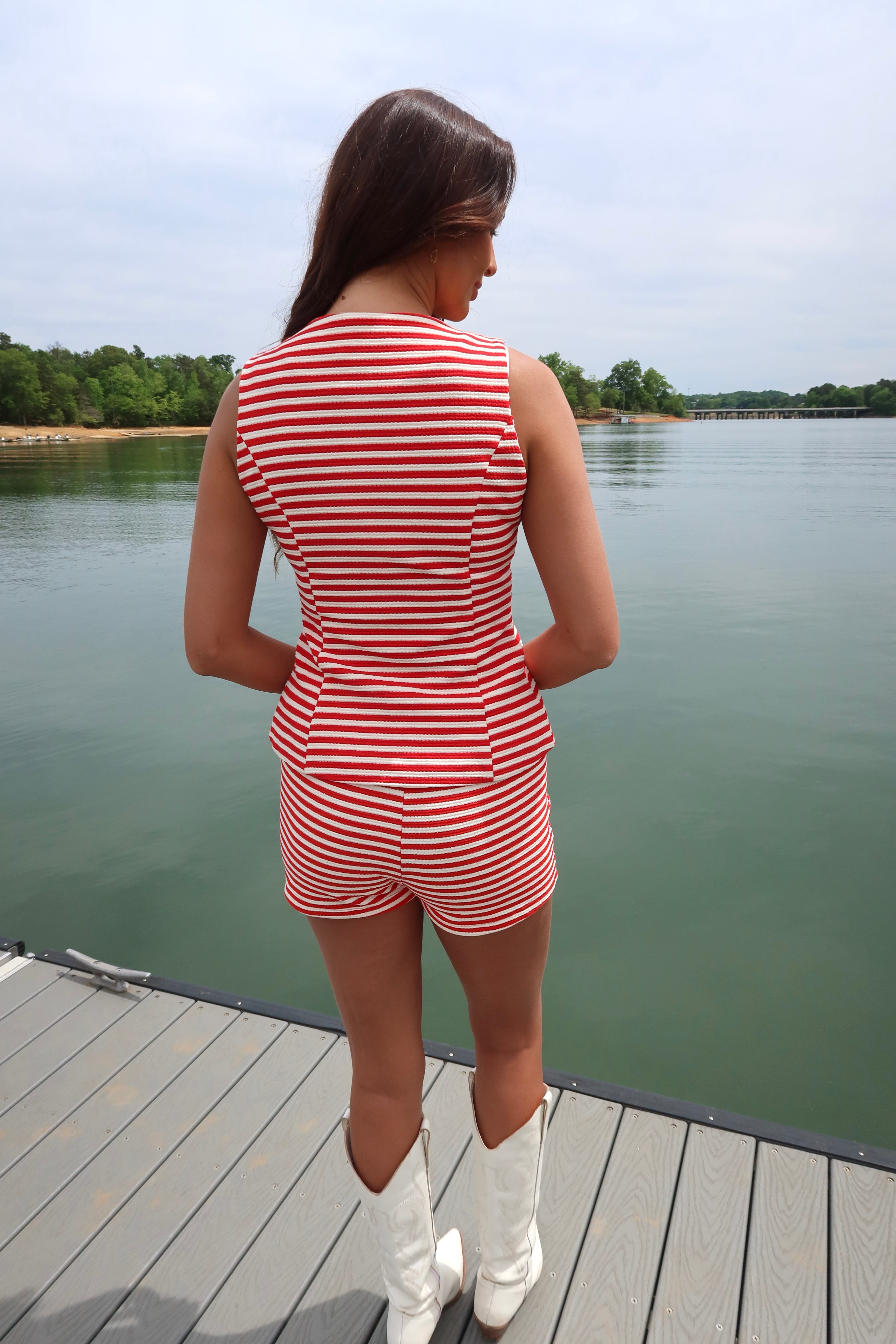 Boardwalk Set Shorts- Red Stripe