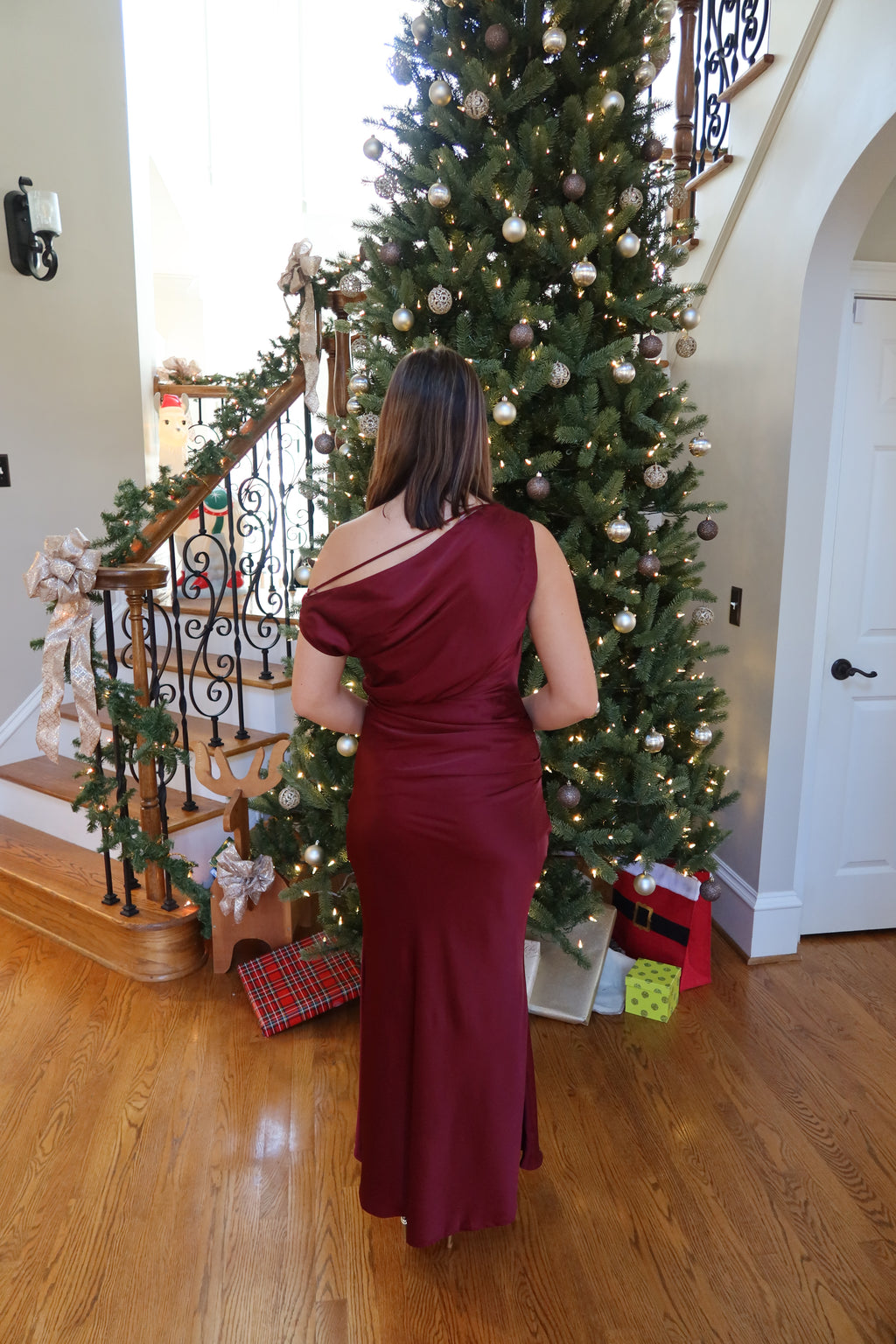 Selena One Shoulder Maxi Dress- Wine