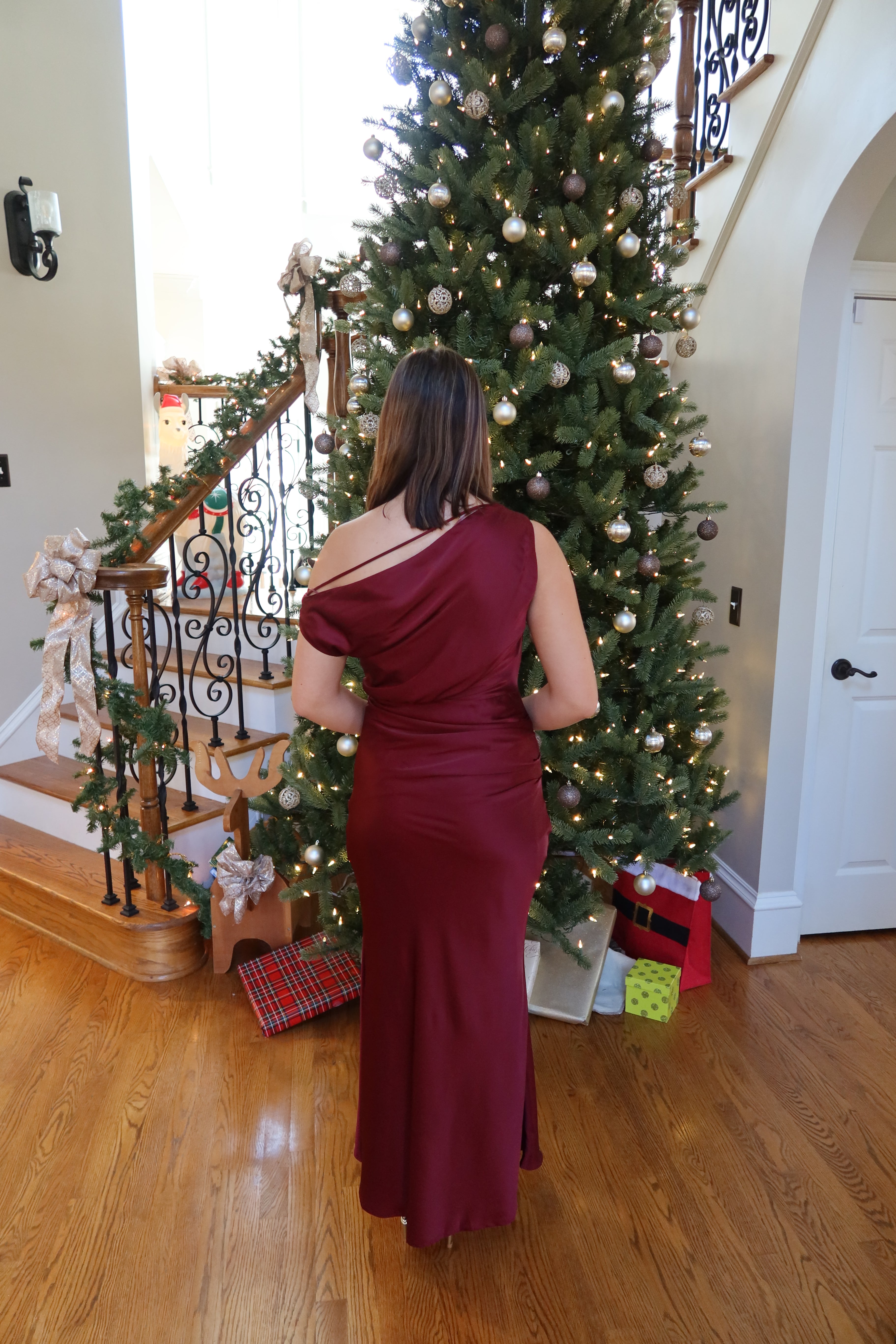 Selena One Shoulder Maxi Dress- Wine