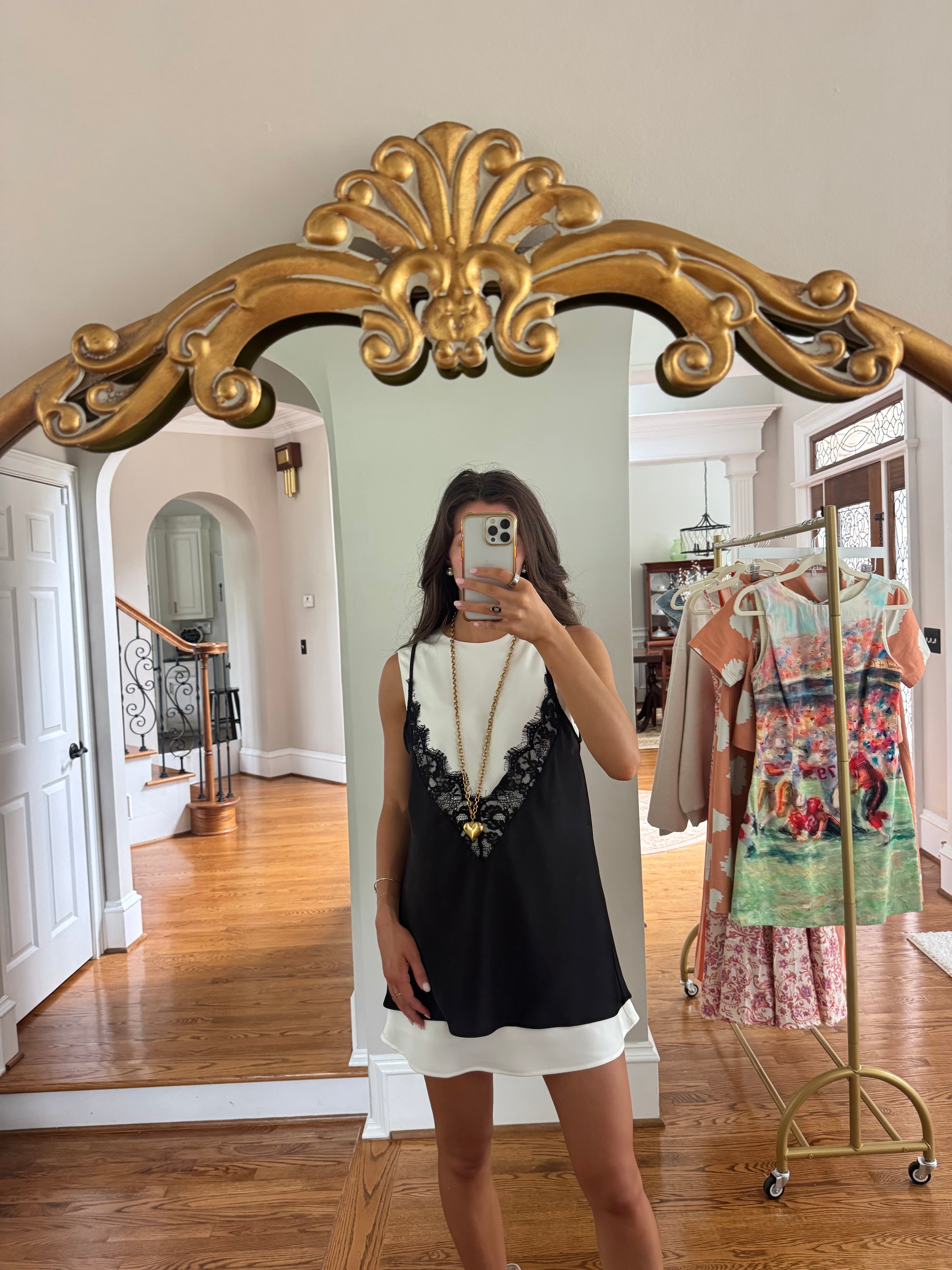 Downtown Mini Dress- White/Black