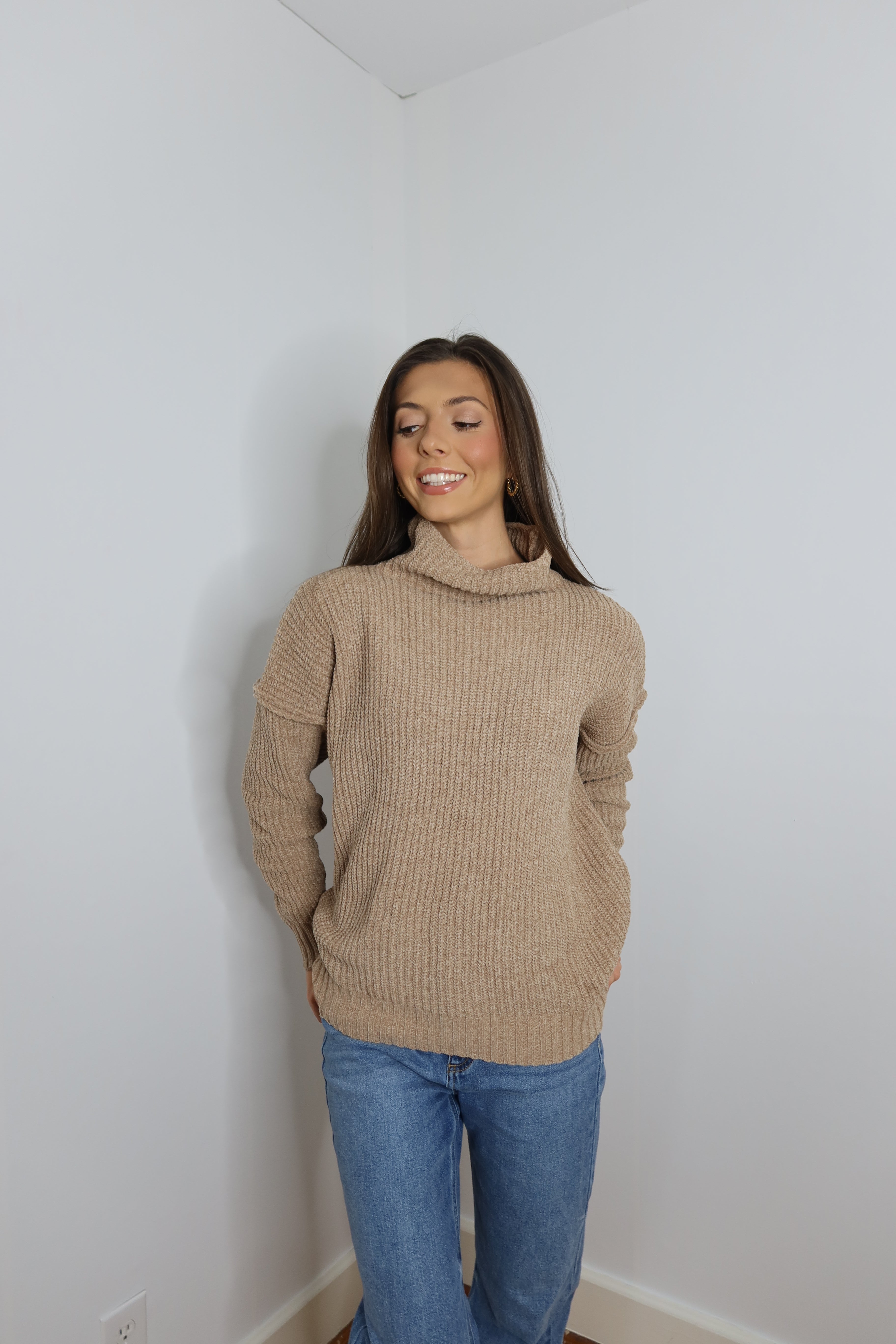 Sandy High Neck Sweater - Sand