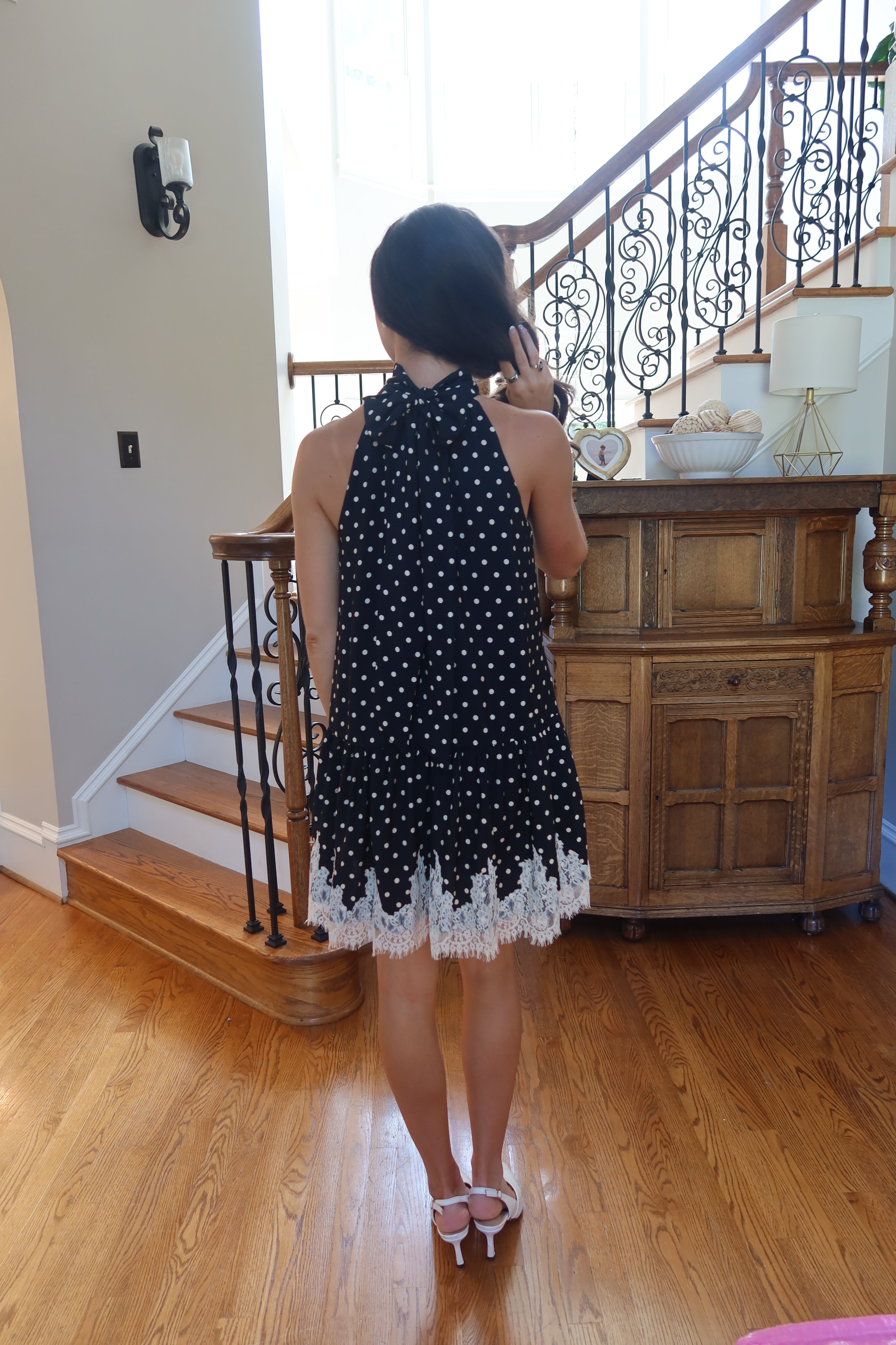 Polka Dot Romance Mini Dress- Black/Ecru