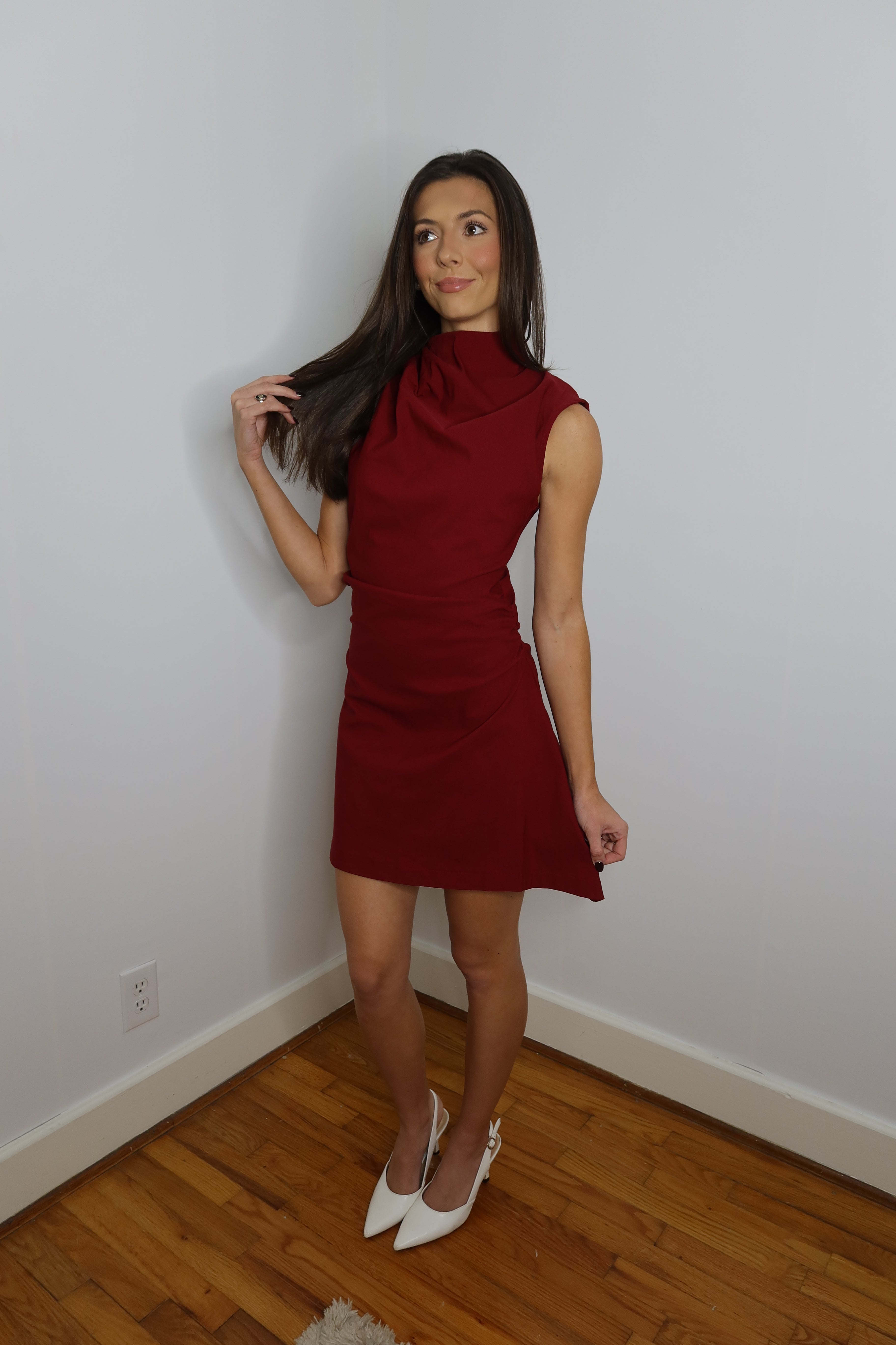Merry Mockneck Mini Dress- Burgundy