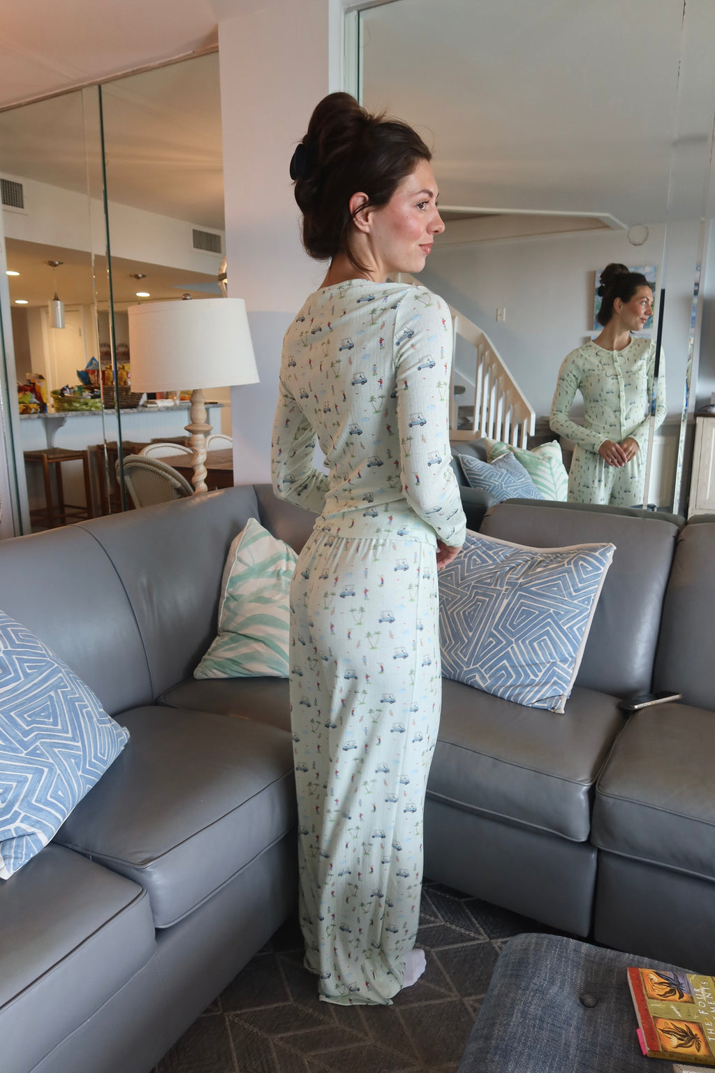 Mornings on the Green Pajama Bottom- Apple Green