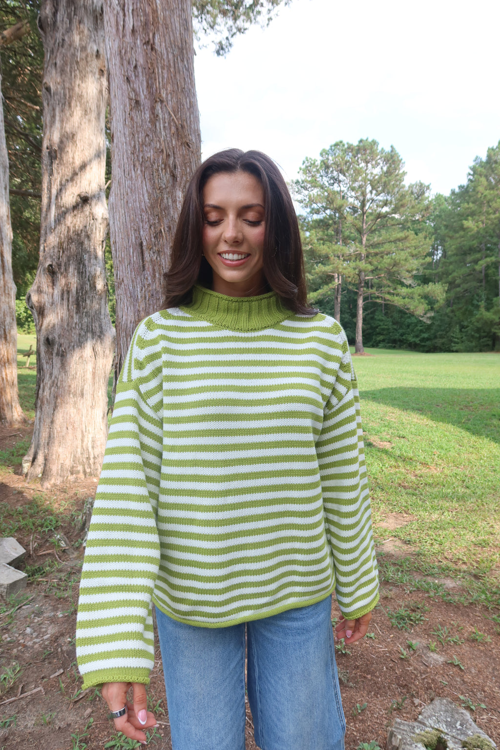 Matcha Striped Sweater- Matcha Green/White