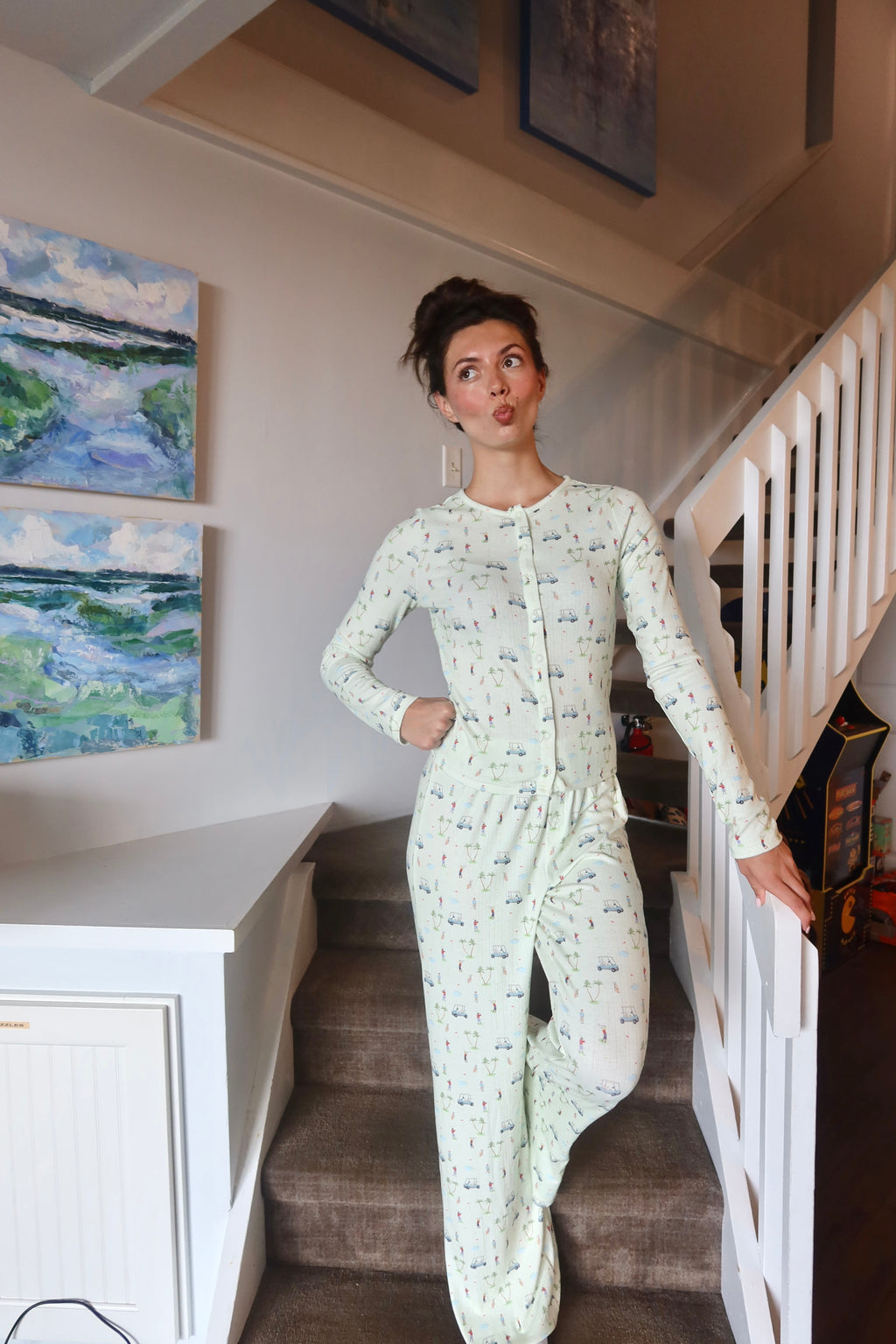 Mornings on the Green Pajama Bottom- Apple Green