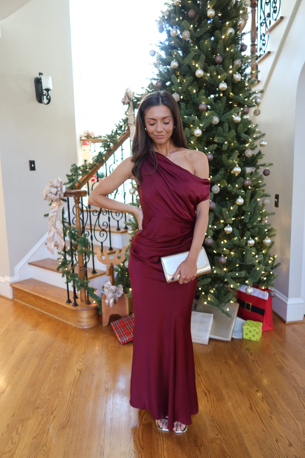 Selena One Shoulder Maxi Dress- Wine