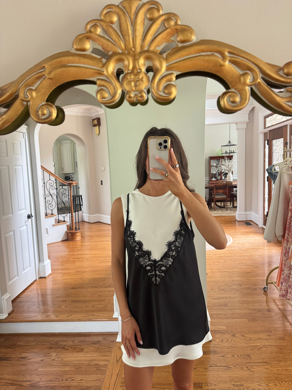 Downtown Mini Dress- White/Black