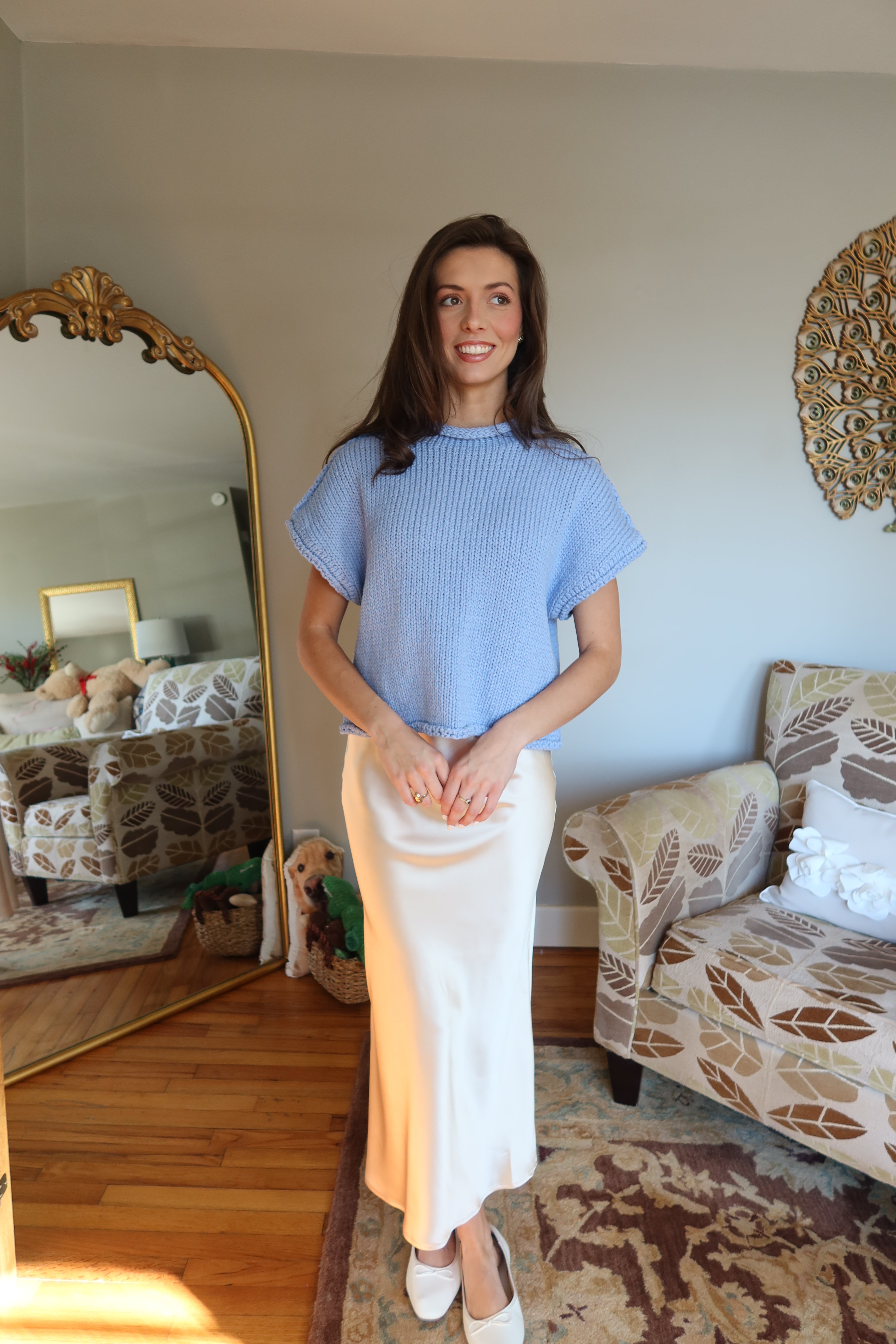 Mallory Chunky Knit Sweater- Sky Blue