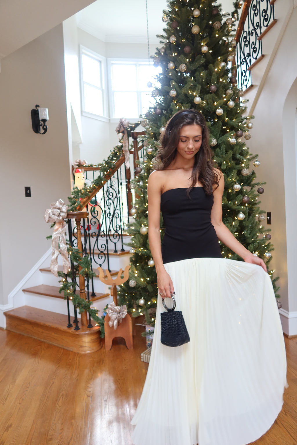 Serena Drop Waist Maxi Dress- Black/Cream