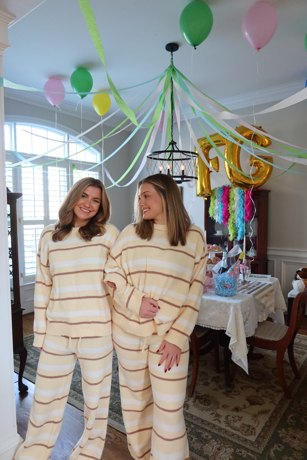 Sister Stripe Set- Yellow/Cream