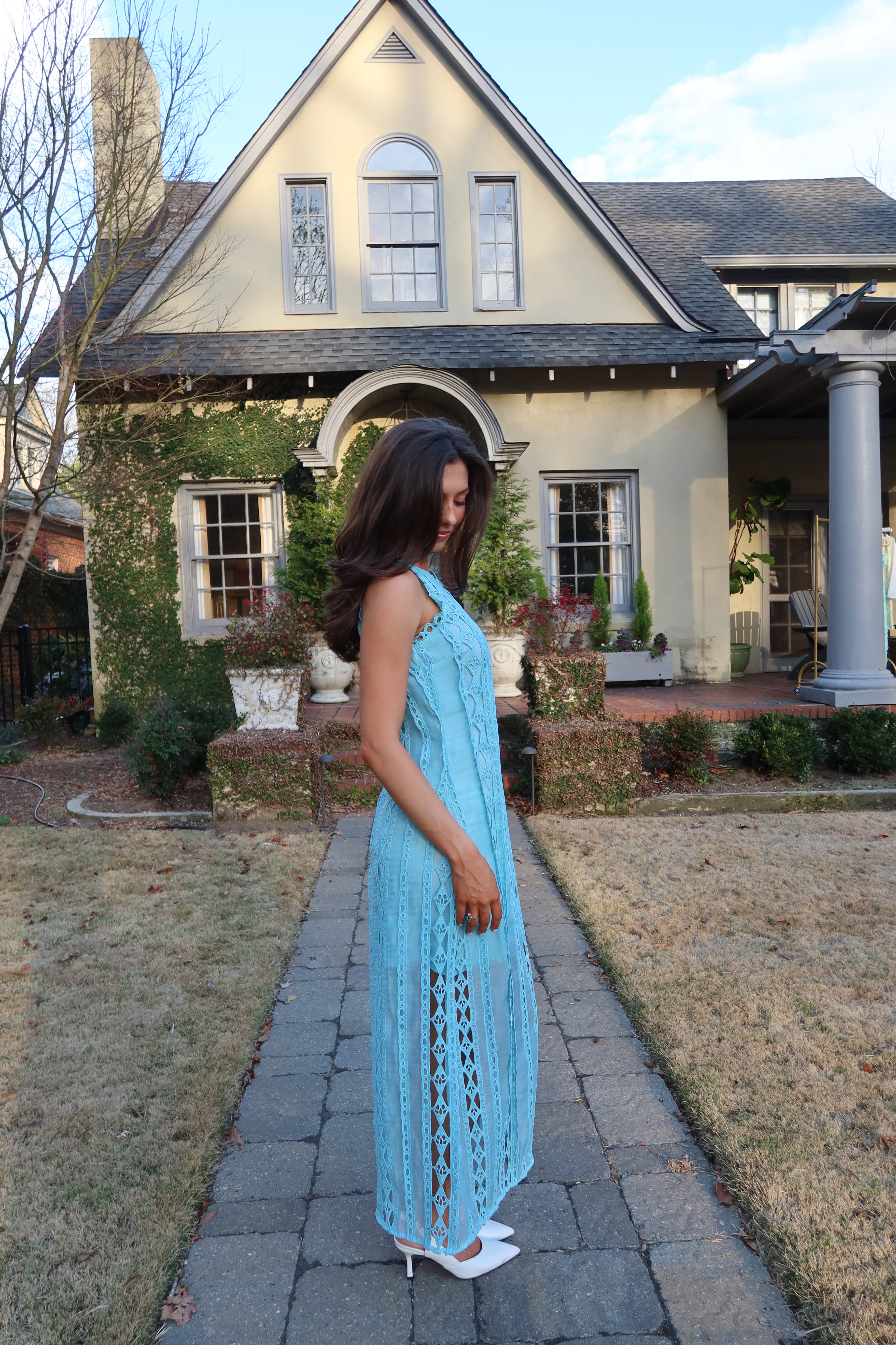 Tea at the Terrace Midi Dress- Sky Blue