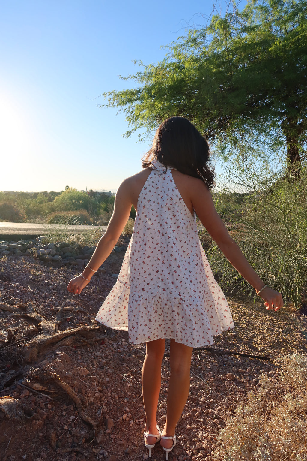 Pink Prairie Floral Dress- Off White/Pink