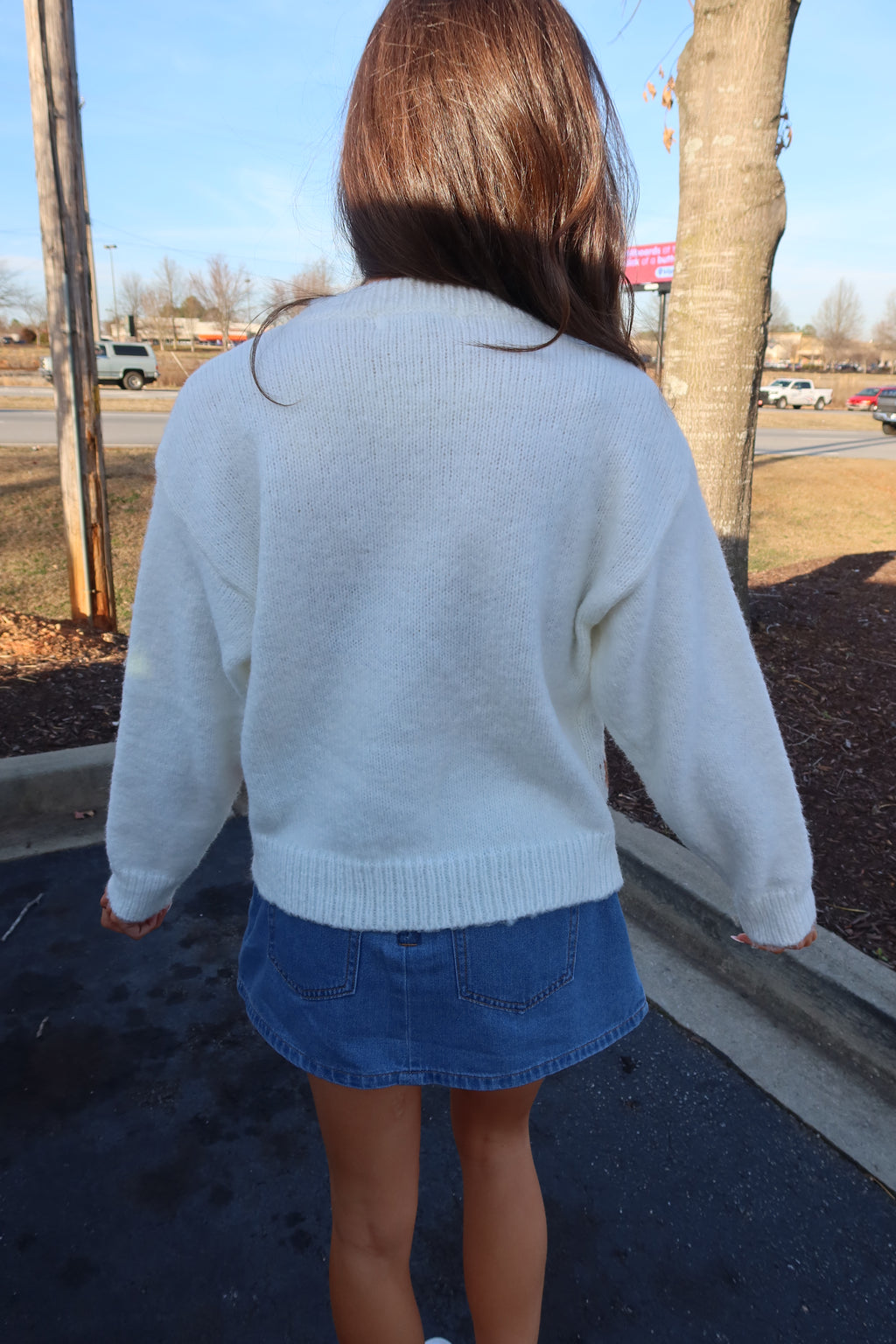 Luv U Beary Much Teddy Cardigan- White/Blue