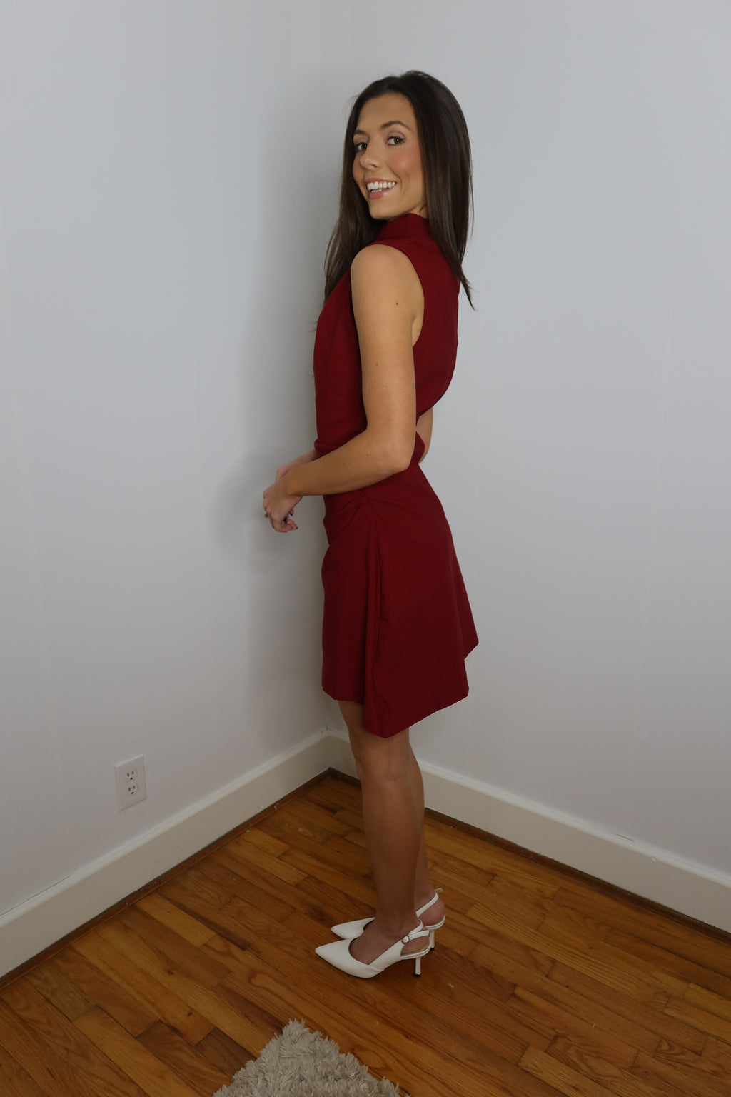 Merry Mockneck Mini Dress- Burgundy