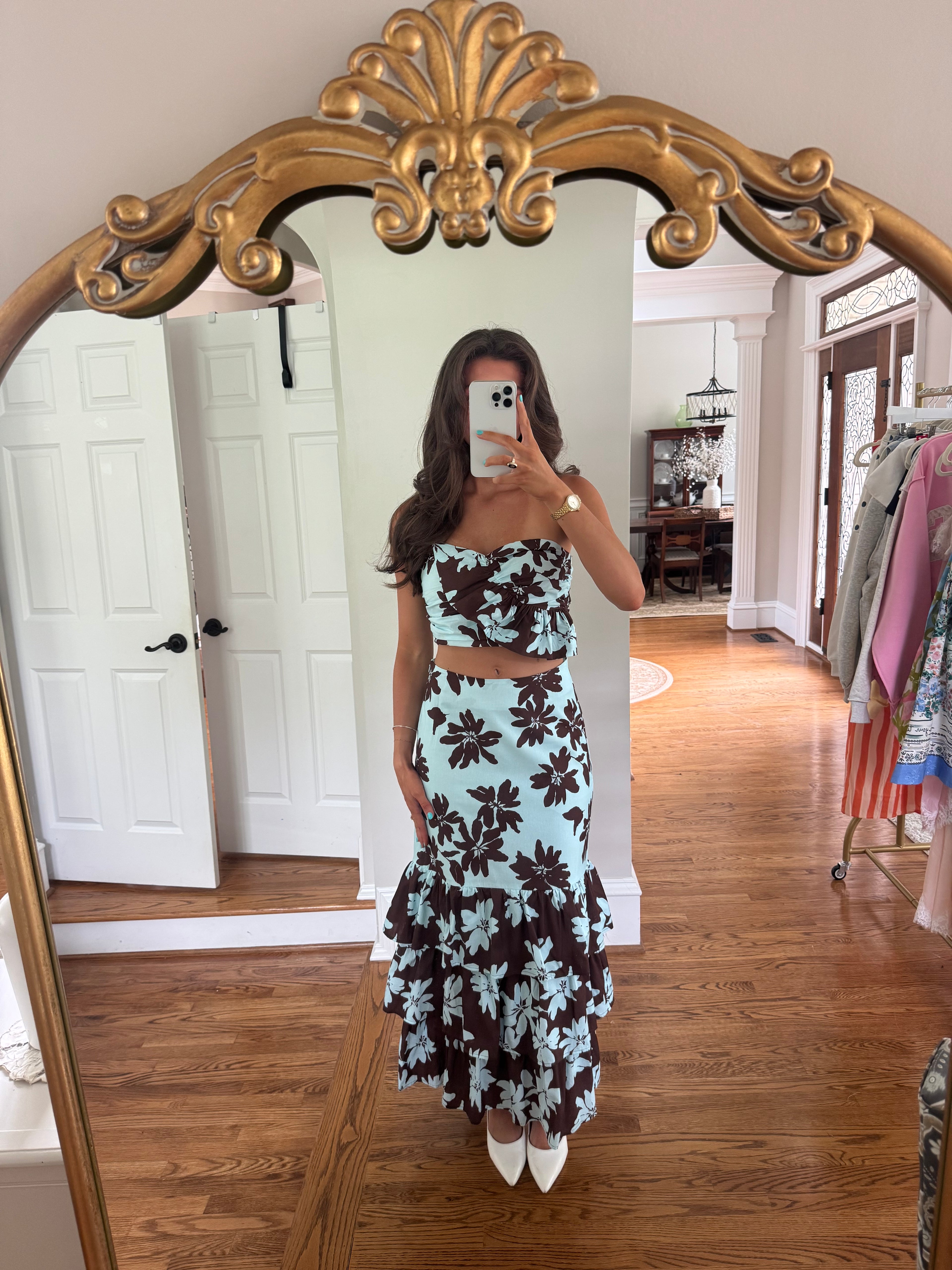 Aruba Maxi Skirt- Blue/Brown