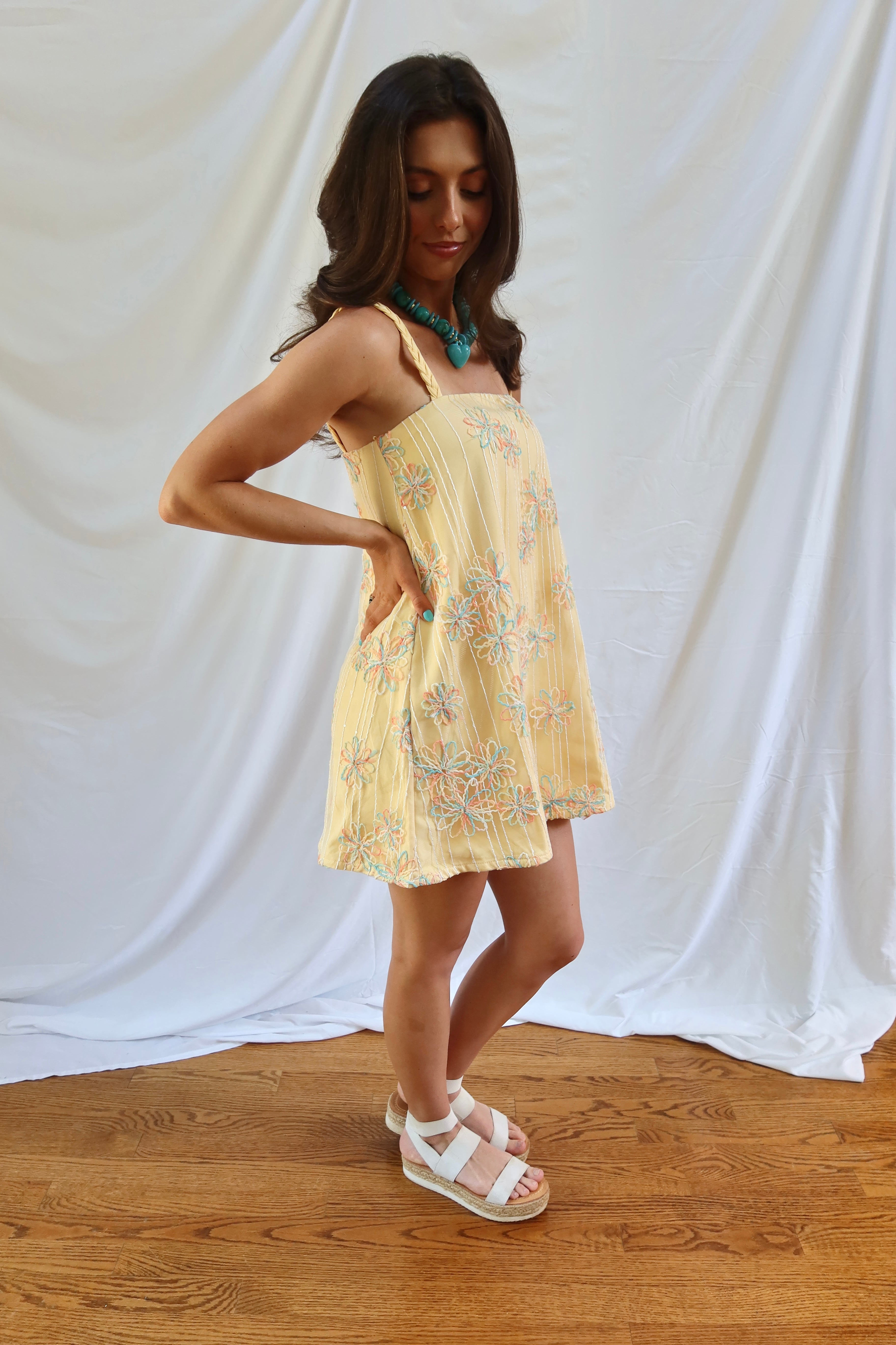 Main Squeeze Mini Dress- Light Yellow