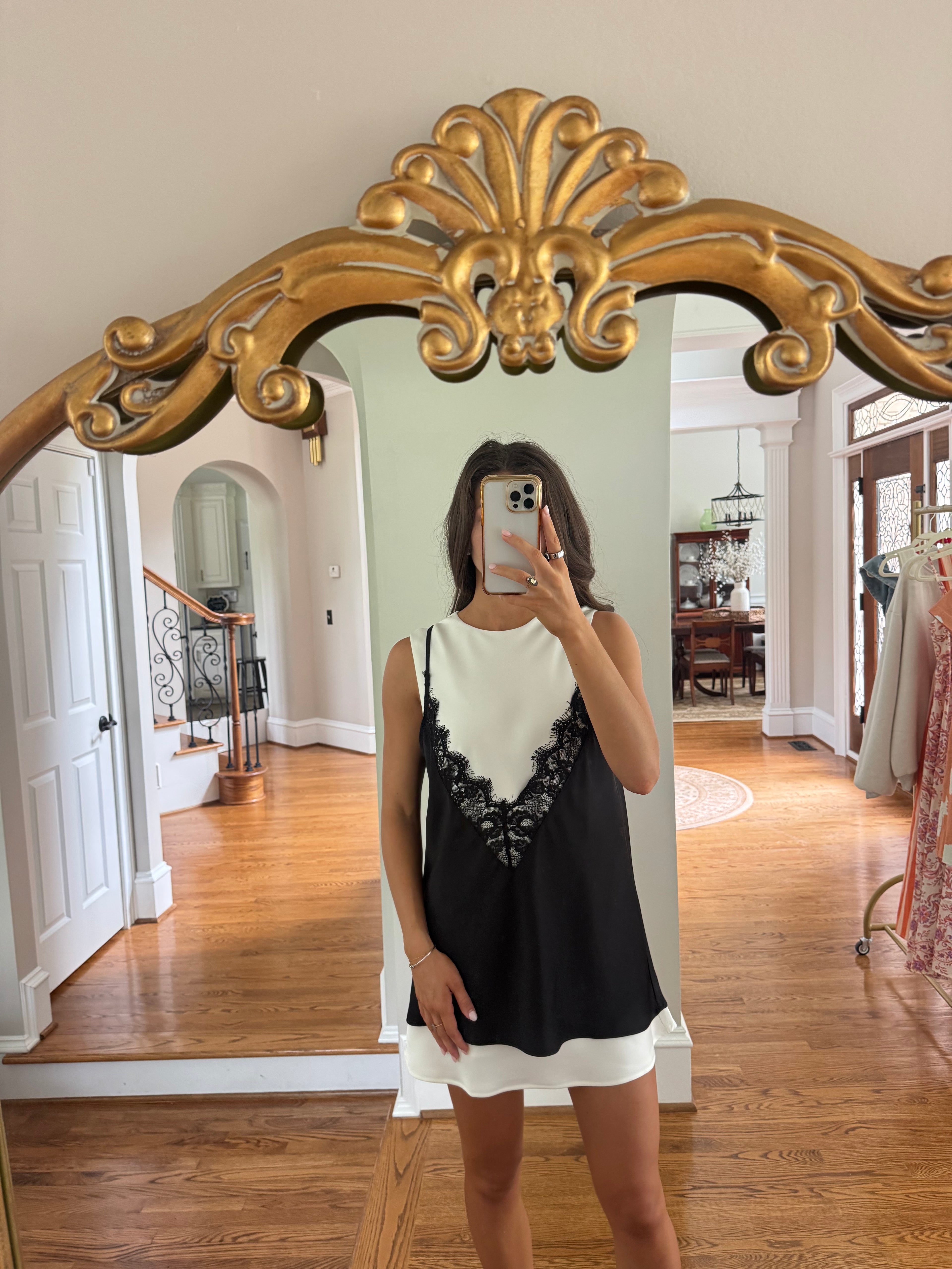Downtown Mini Dress- White/Black