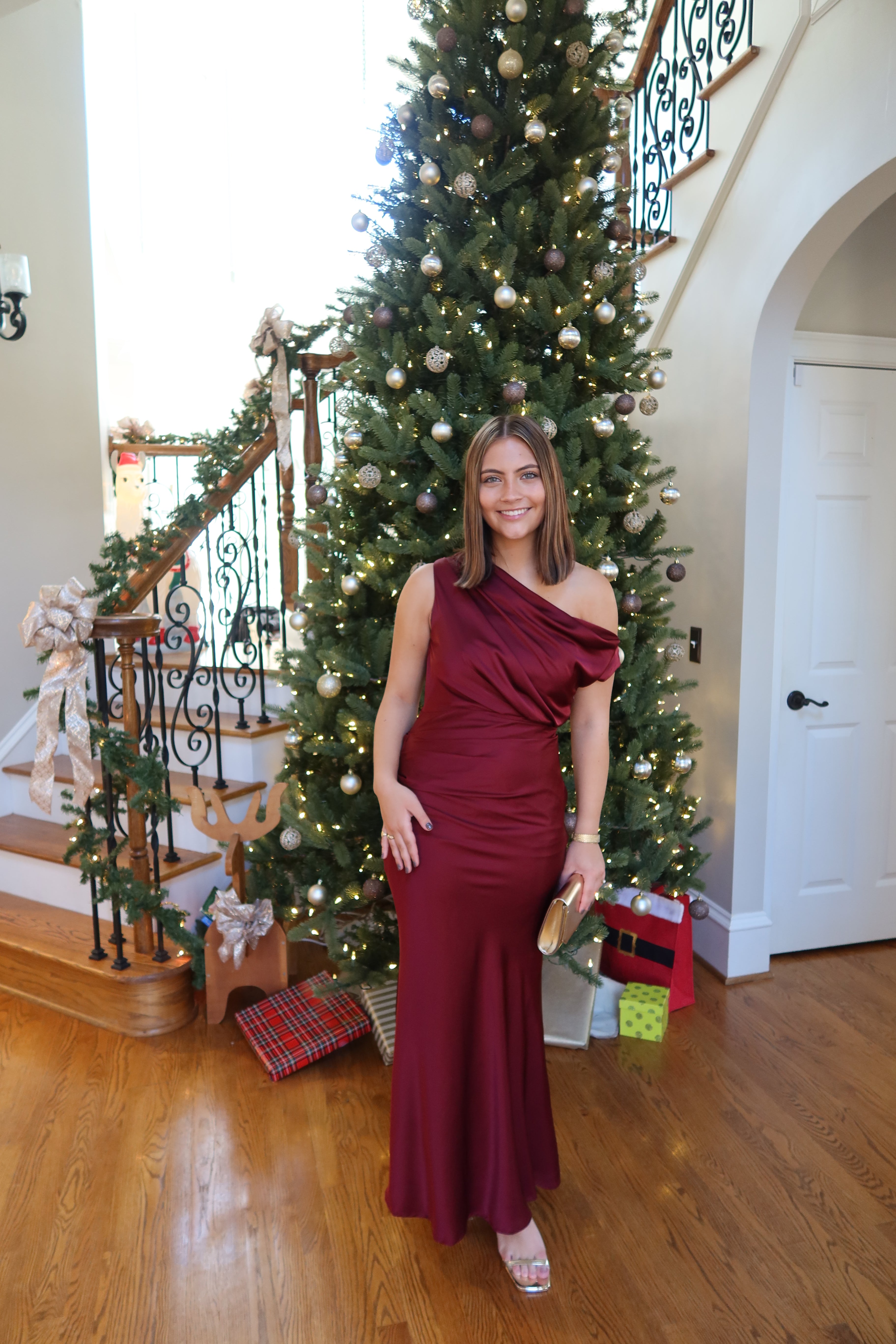 Selena One Shoulder Maxi Dress- Wine