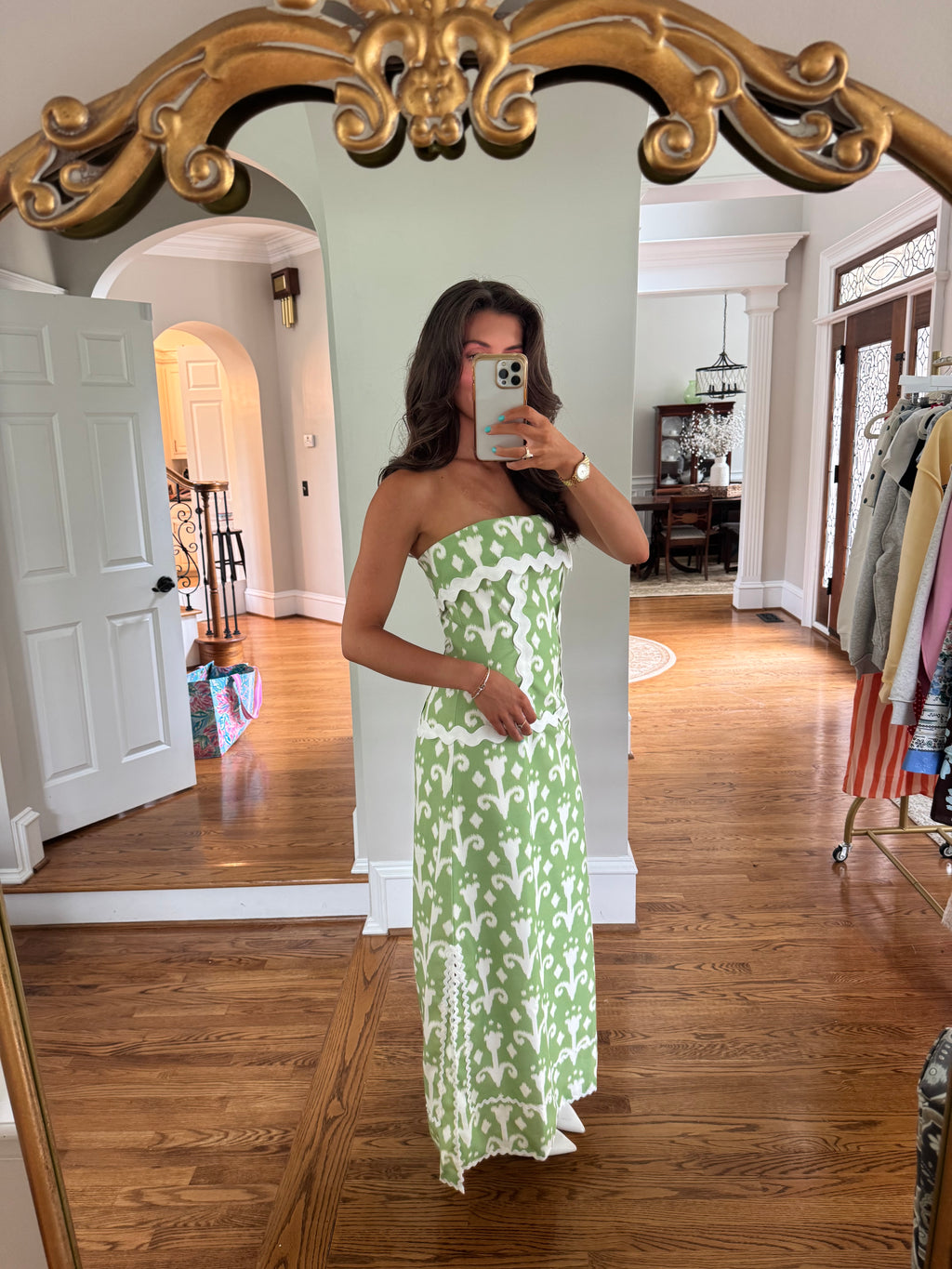 Palm Royale Maxi Dress- Green/White