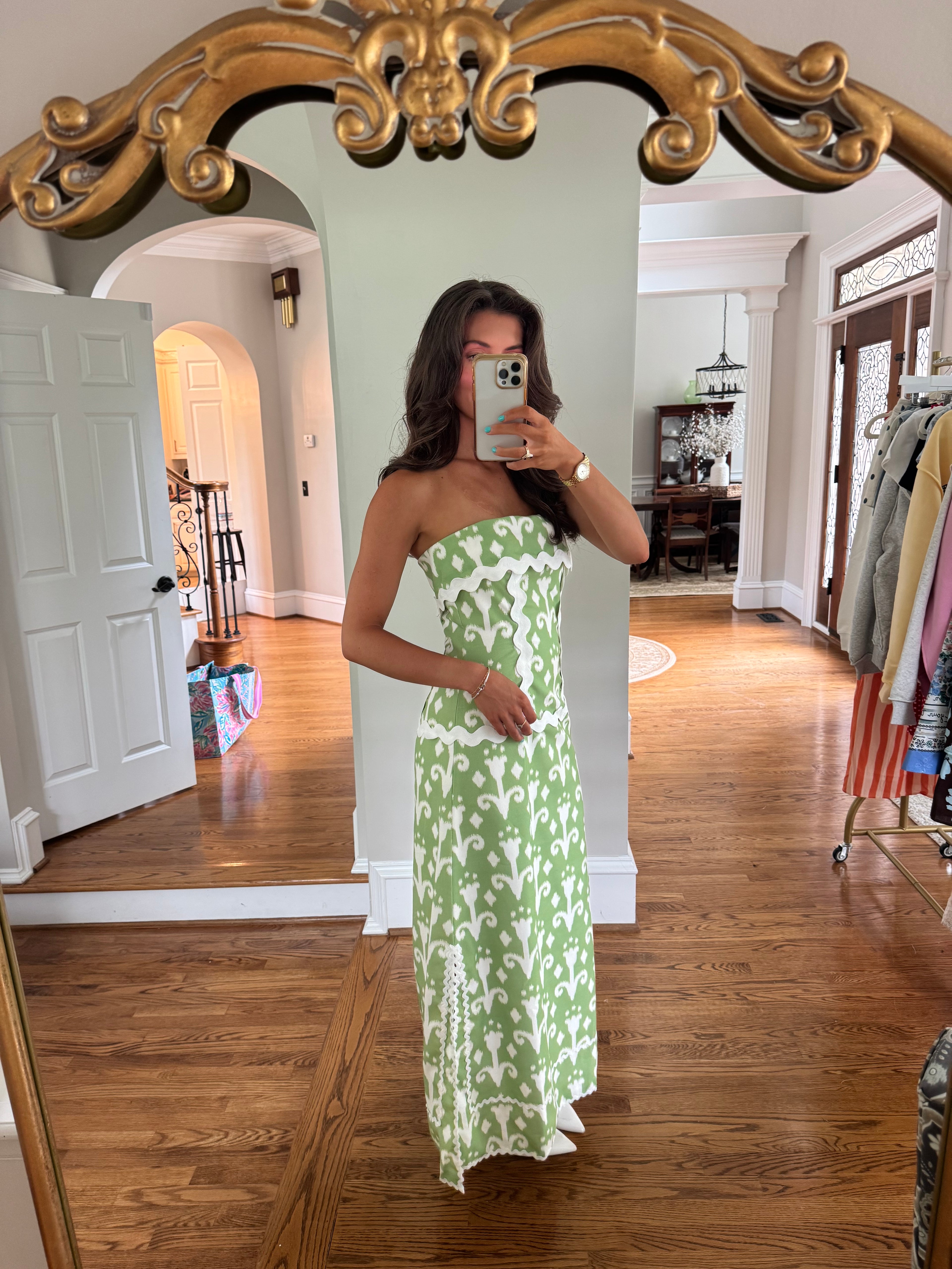 Palm Royale Maxi Dress- Green/White