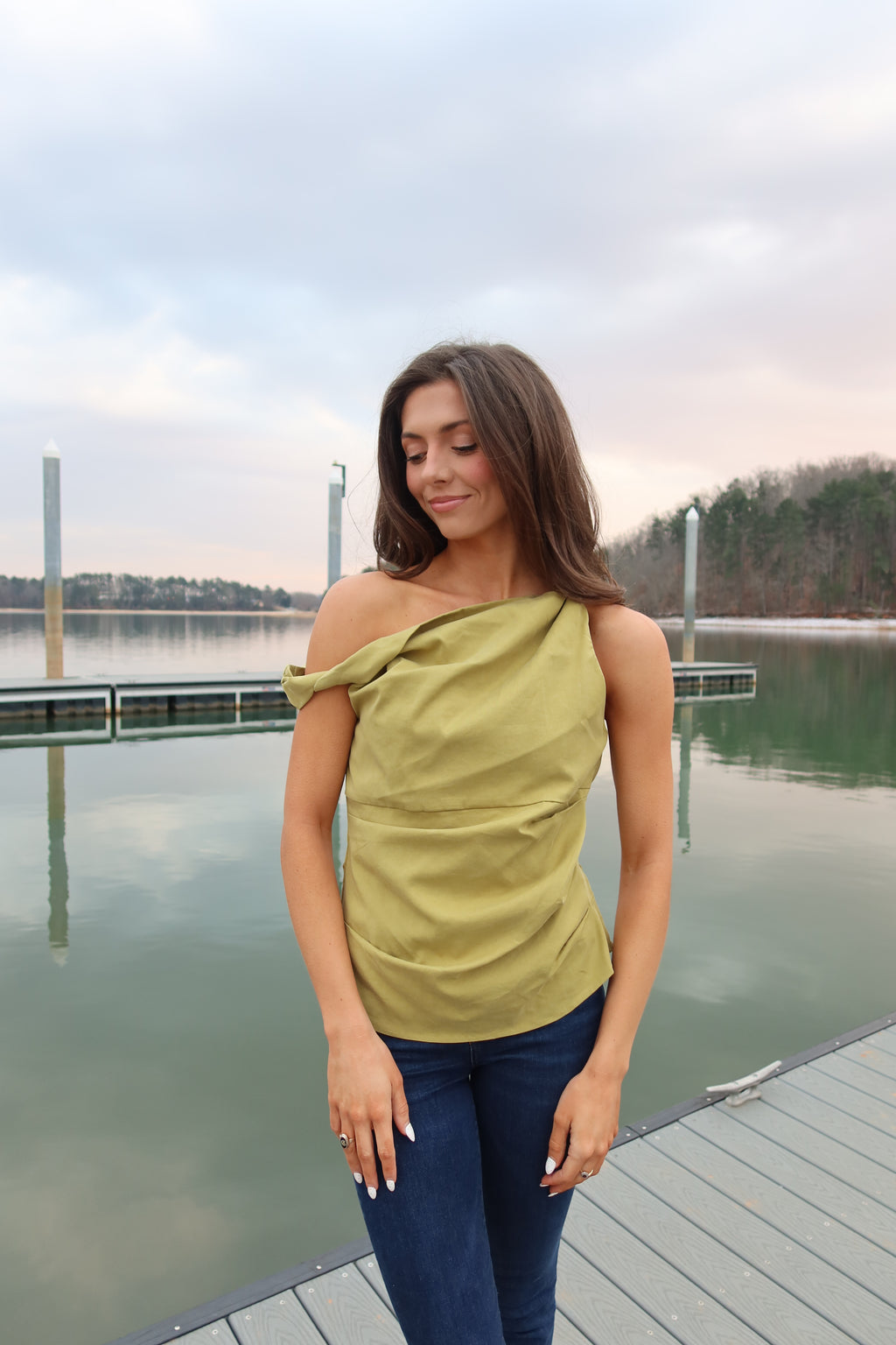 Meadow Twisted Bead Top- Chartreuse