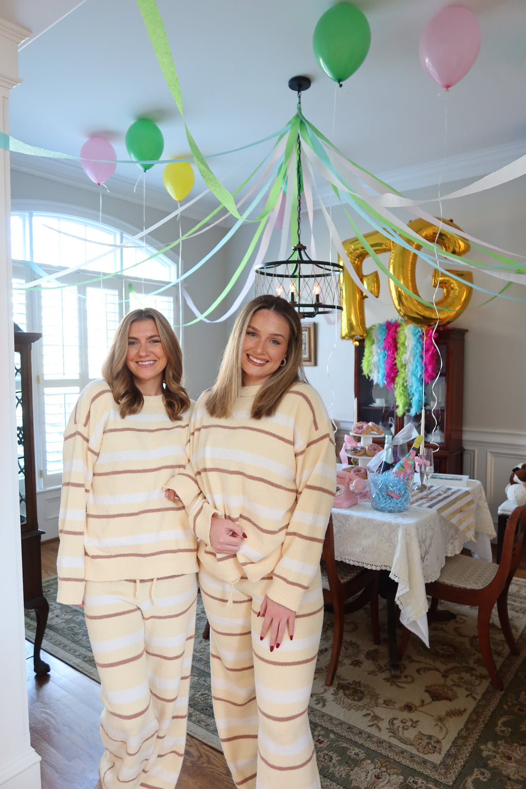 Sister Stripe Set- Yellow/Cream
