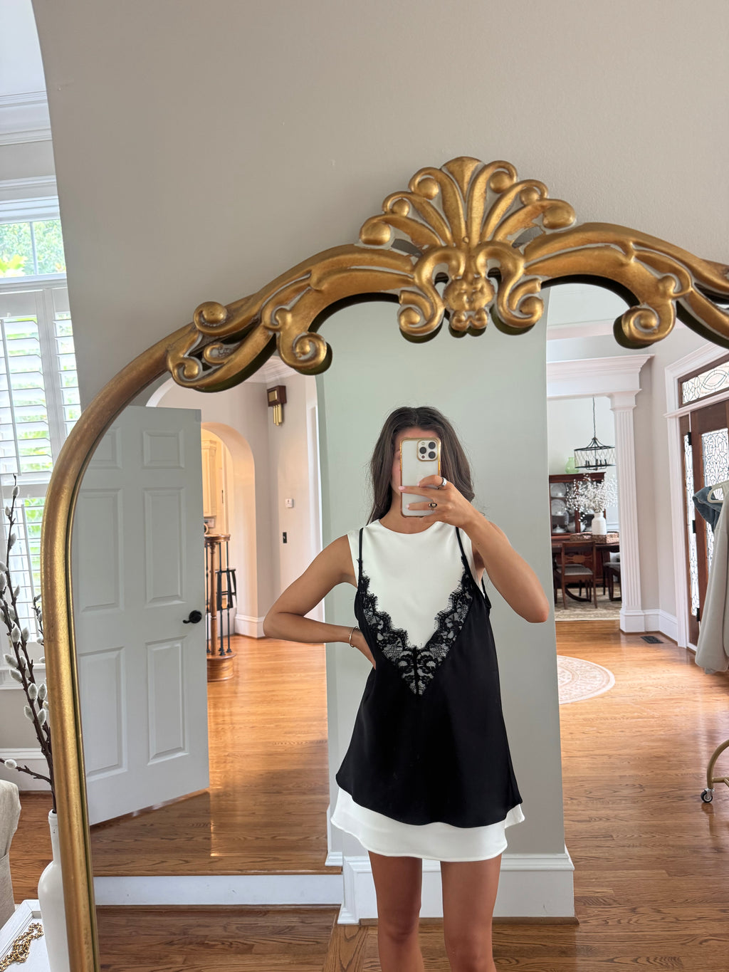 Downtown Mini Dress- White/Black