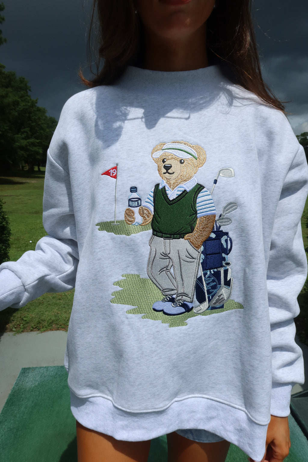 Tee Time Teddy Sweatshirt- Pearl Grey