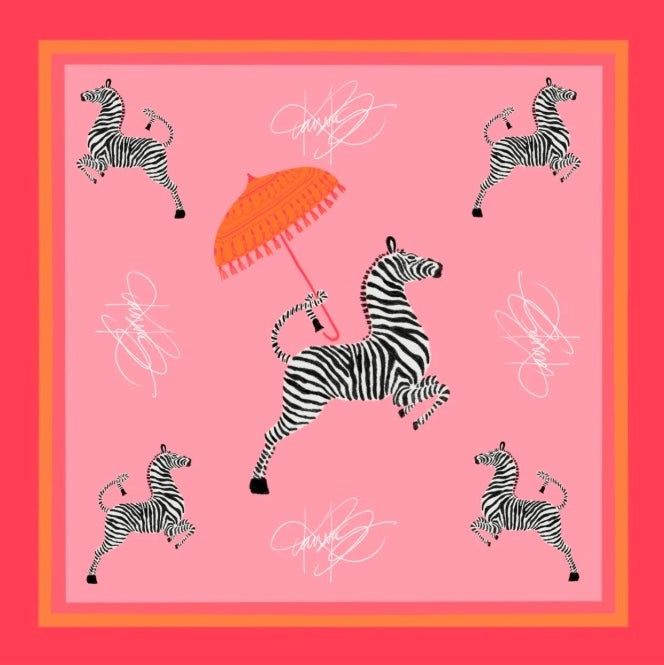 Dancing Zebra in the Rain Silk Scarf- 26x26