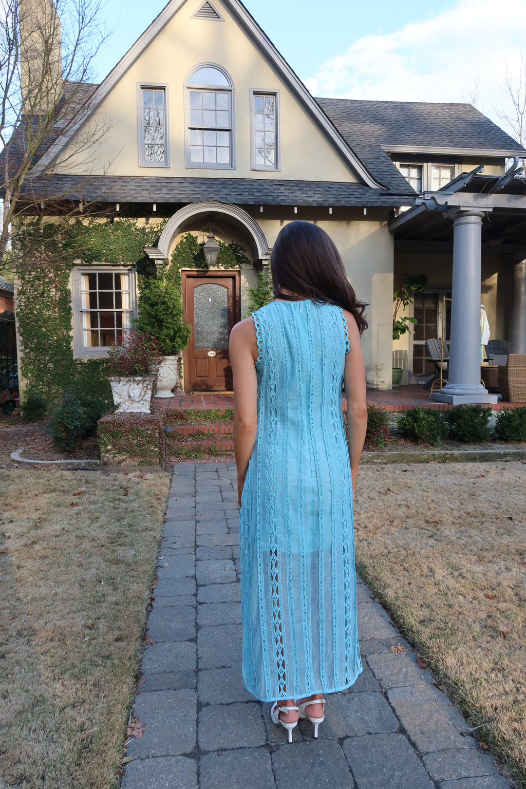 Tea at the Terrace Midi Dress- Sky Blue