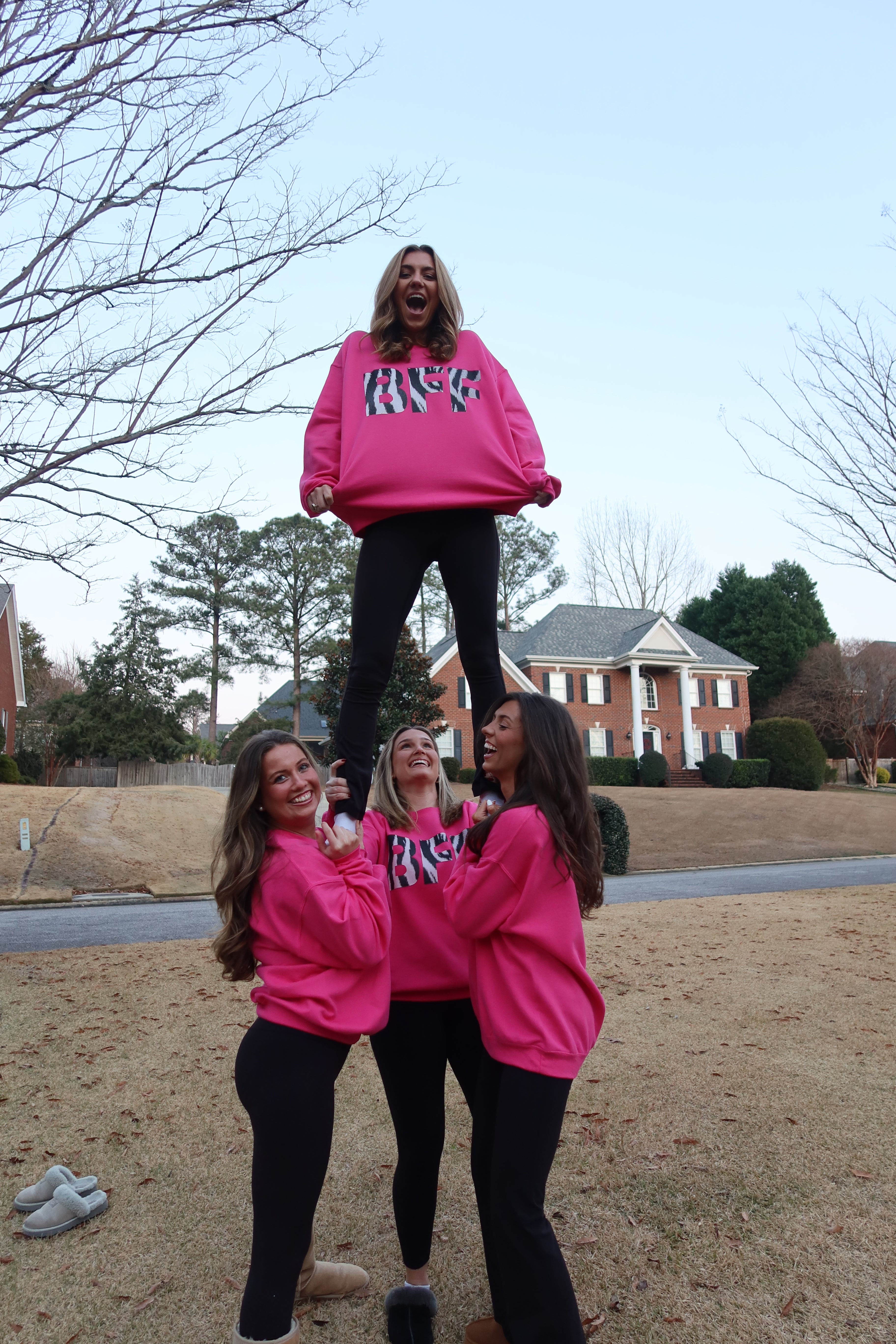 Zebra BFF Sweatshirt- Hot Pink