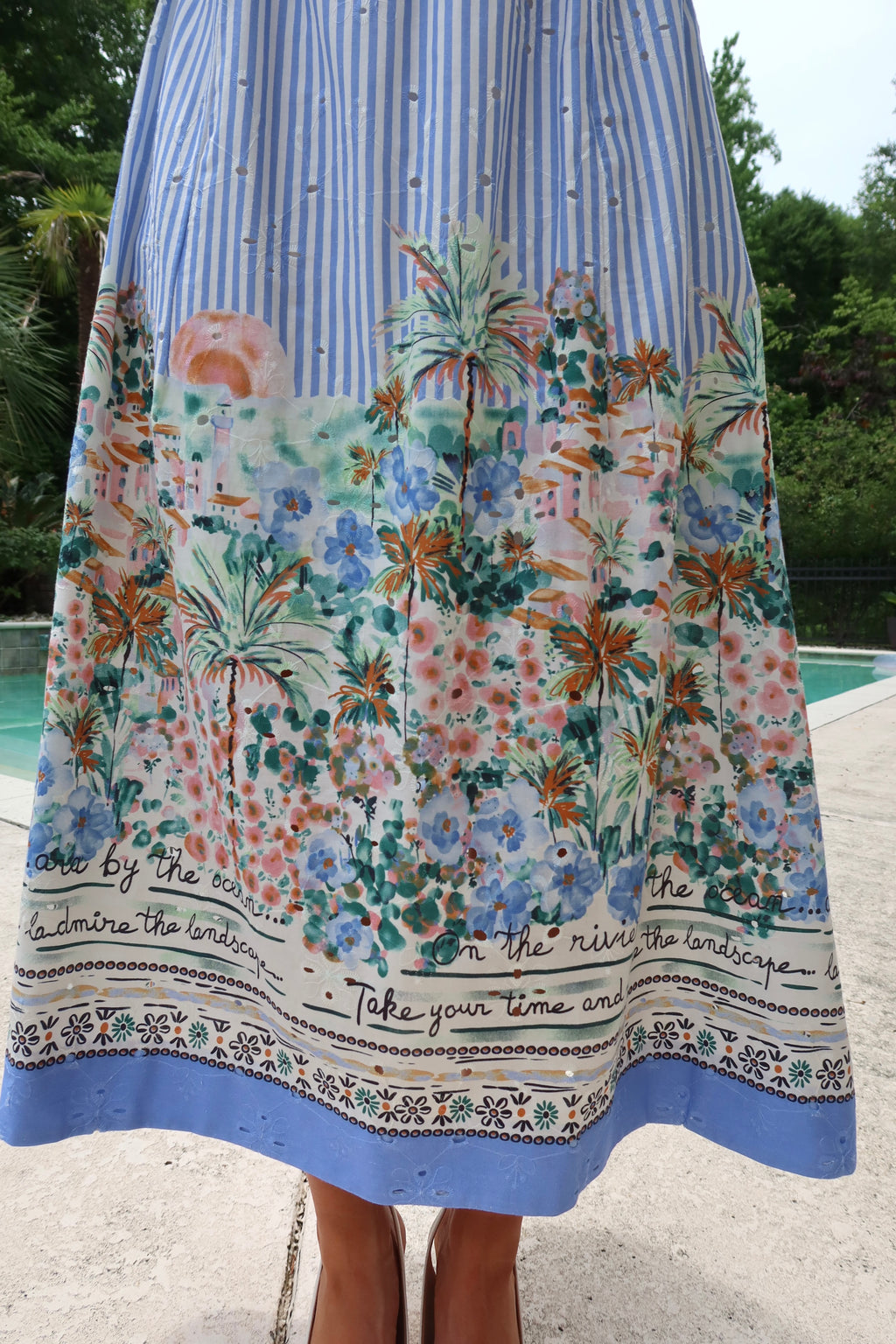 Sicily Midi Skirt- Blue/Multi