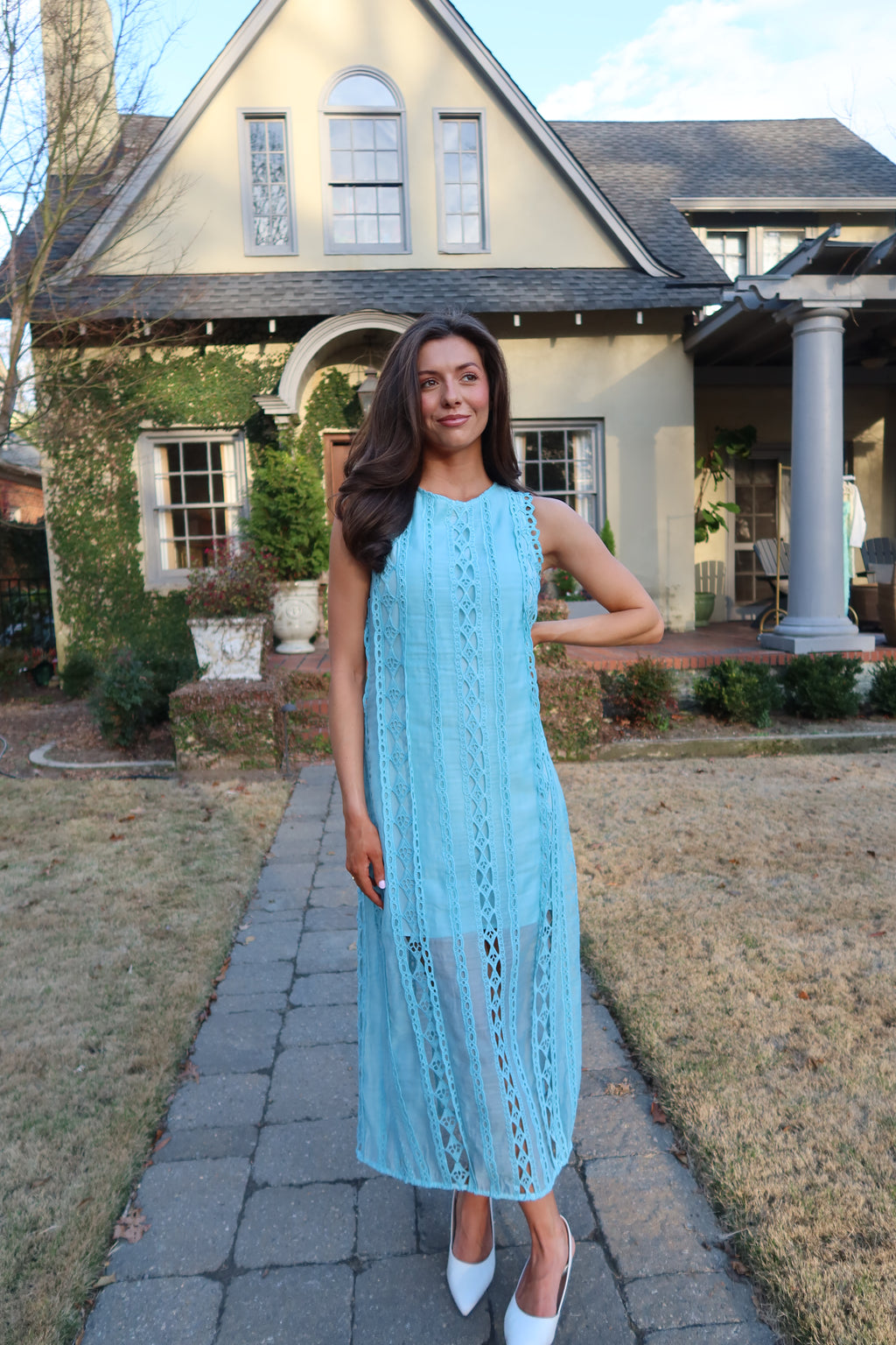 Tea at the Terrace Midi Dress- Sky Blue