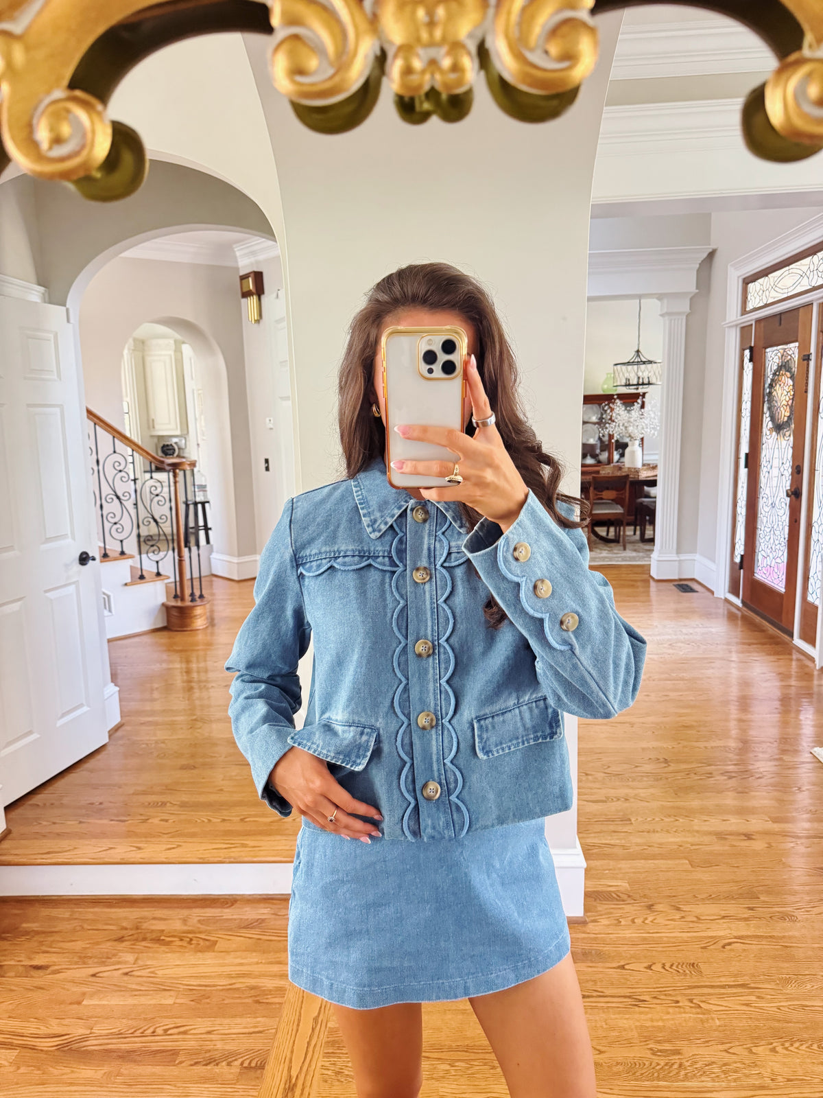 Dakota Scallop Denim Jacket- Denim