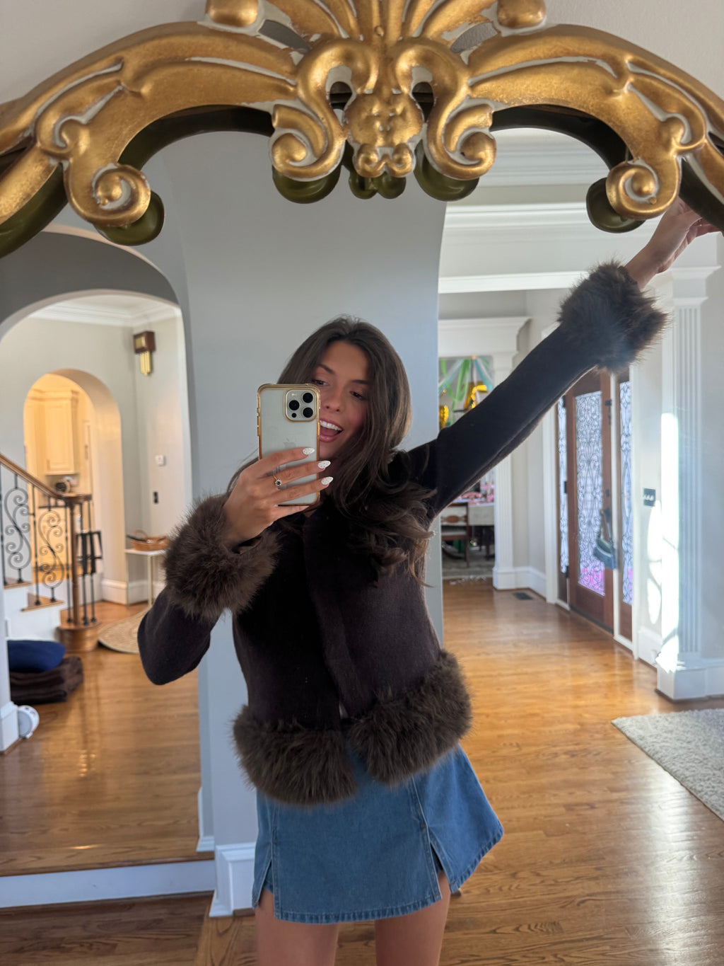 Manhattan Fur Cardigan- Brown