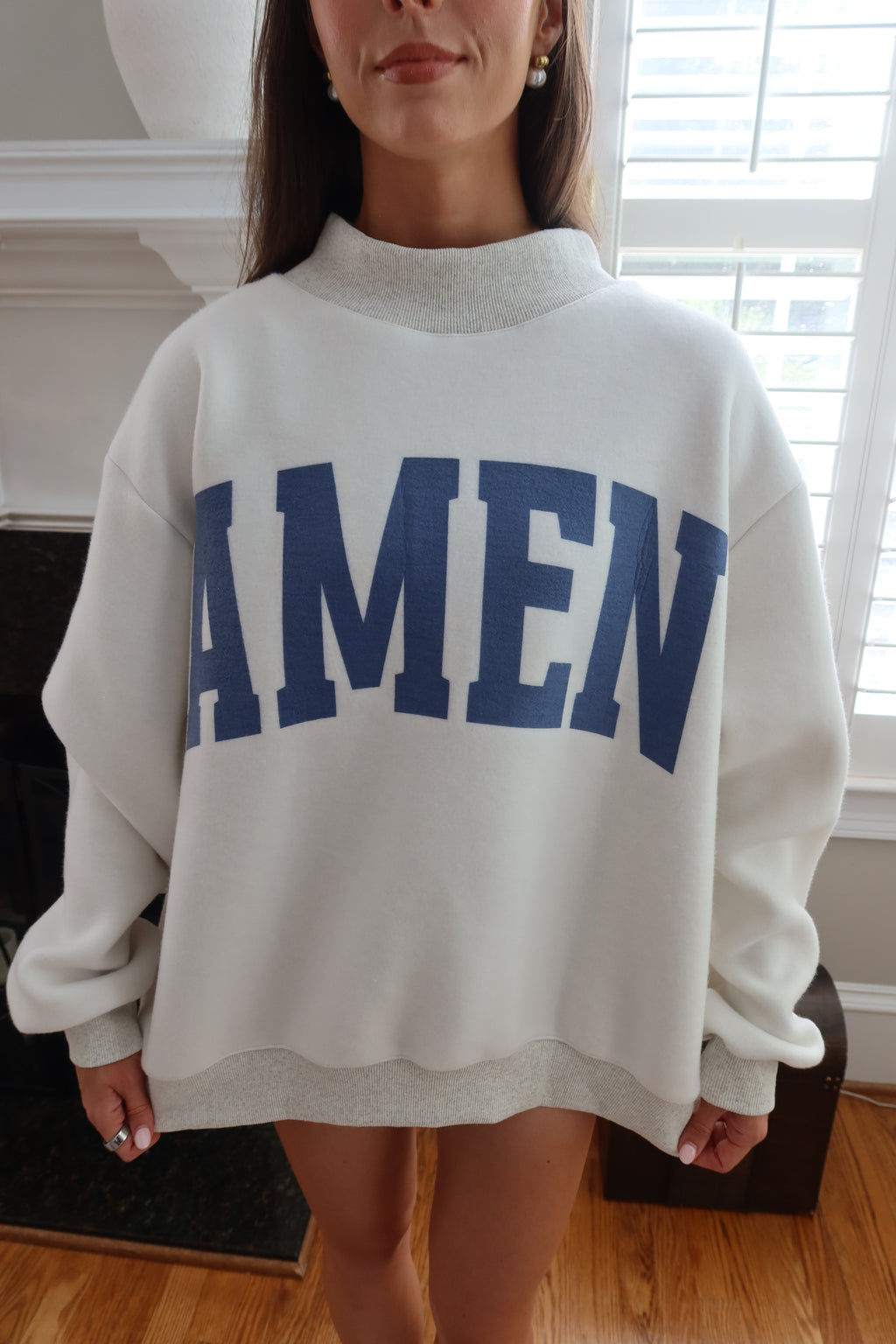 WWJD/AMEN Reversible Sweatshirt- Ash Gray